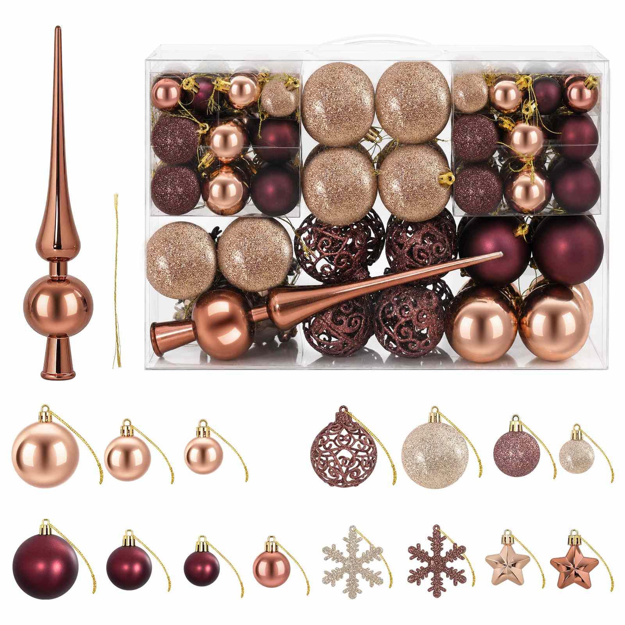 VIDAXL Ensemble de boules de Noël 111 pc Champagne et brun Diam. 6 cm