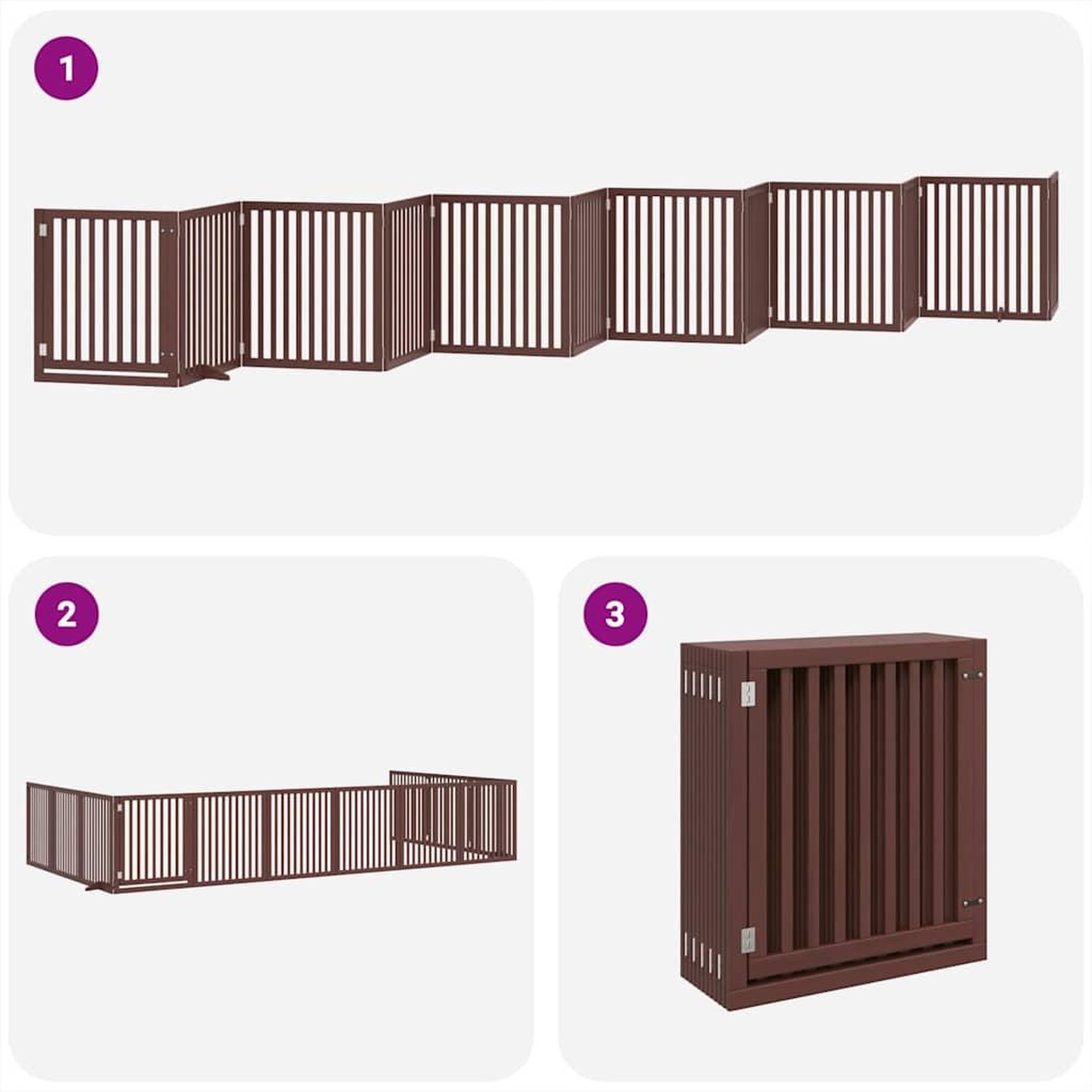 Voir la diapositive 5 : VIDAXL Barriere pour chien porte pliable 12 panneaux bois de peuplier