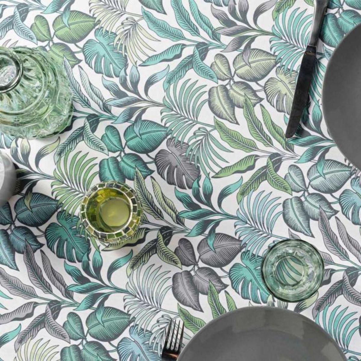 Paris Prix Nappe Antitache Imprimé  Stylis  145x240cm Vert