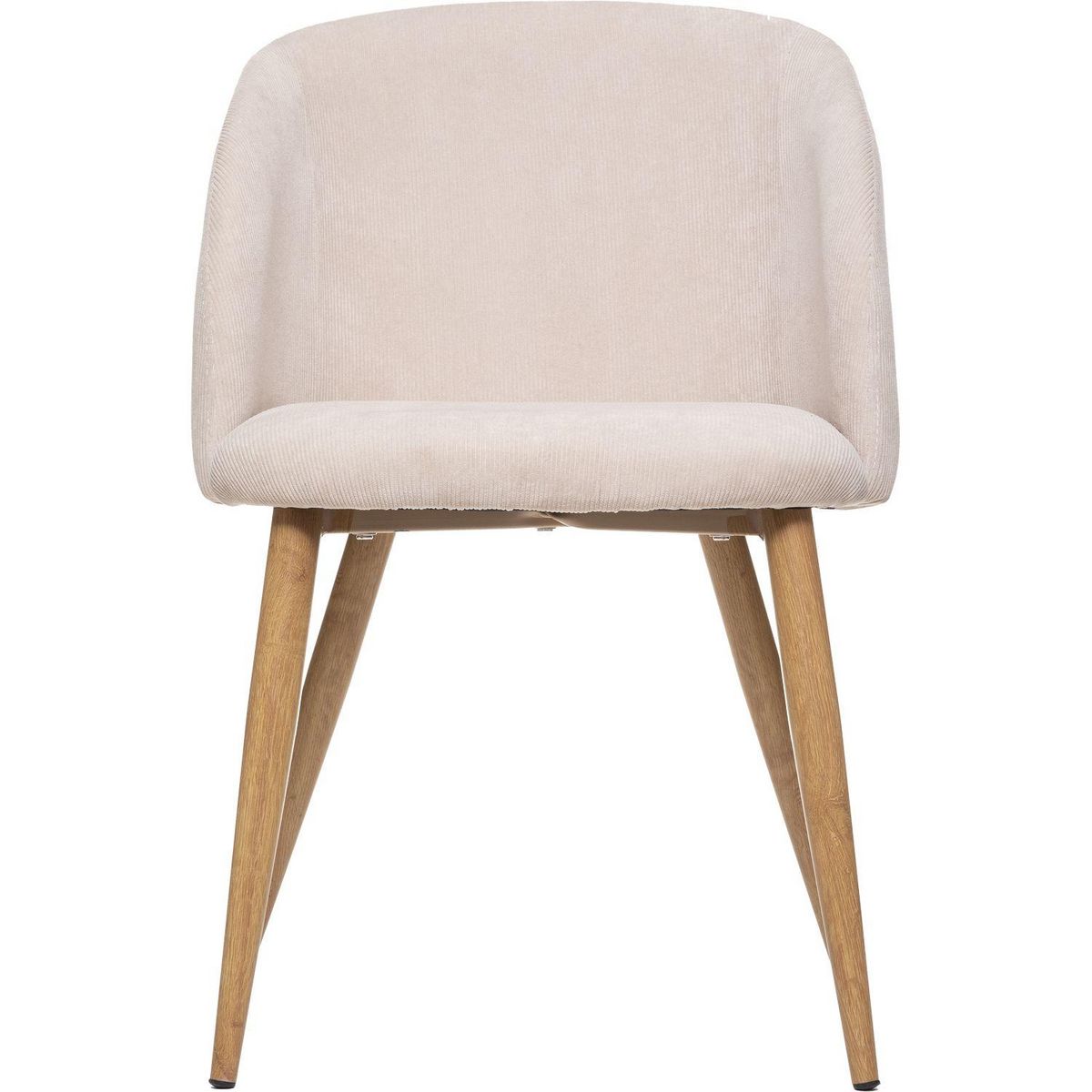 TOILINUX Lot de 4 chaises en velours côtelé et pieds effet hêtre CELESTE