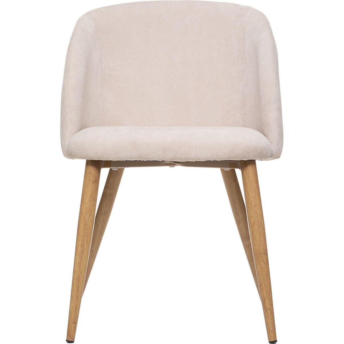 TOILINUX Lot de 4 chaises en velours côtelé et pieds effet hêtre CELESTE