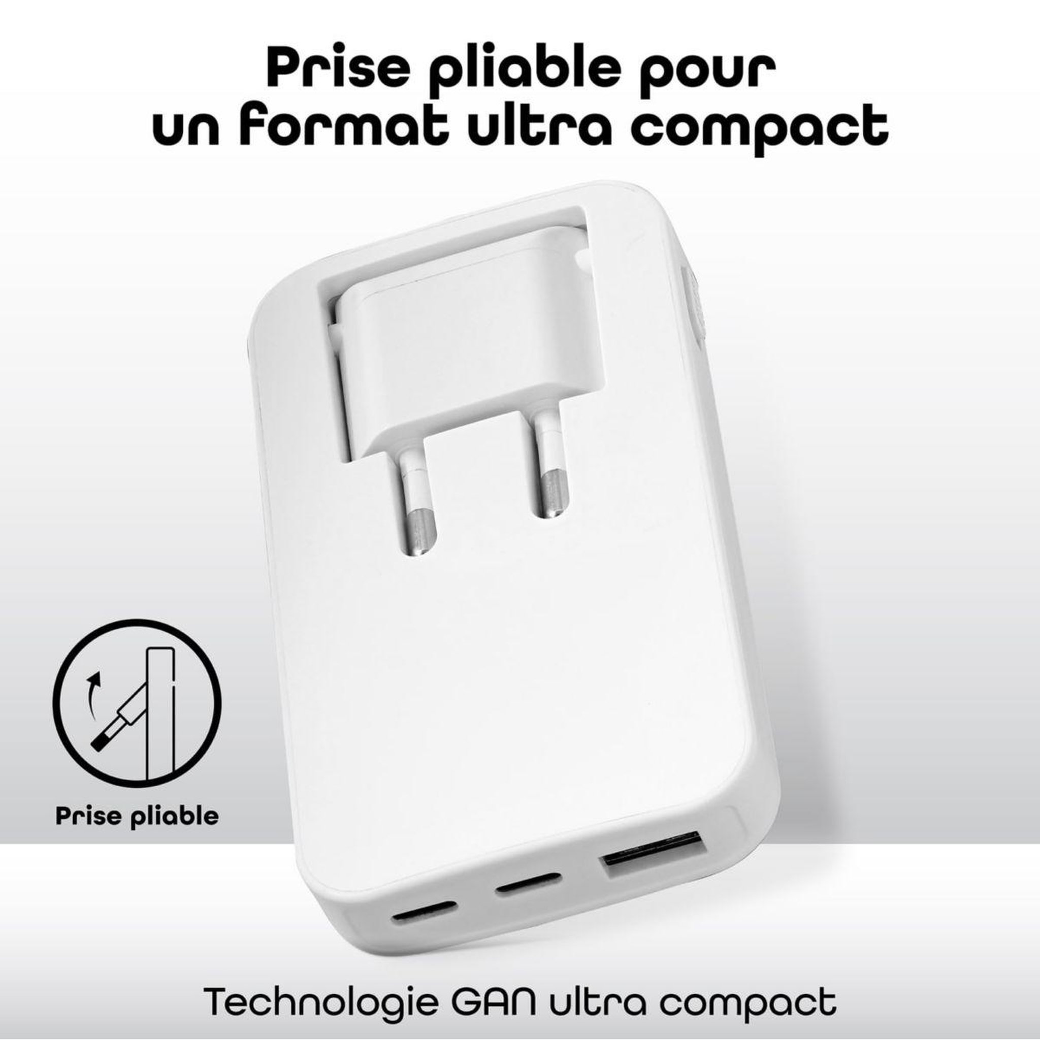 Voir la diapositive 3 : TNB Chargeur secteur 65w gan 2 usb-c + 1 usb-a power delivery