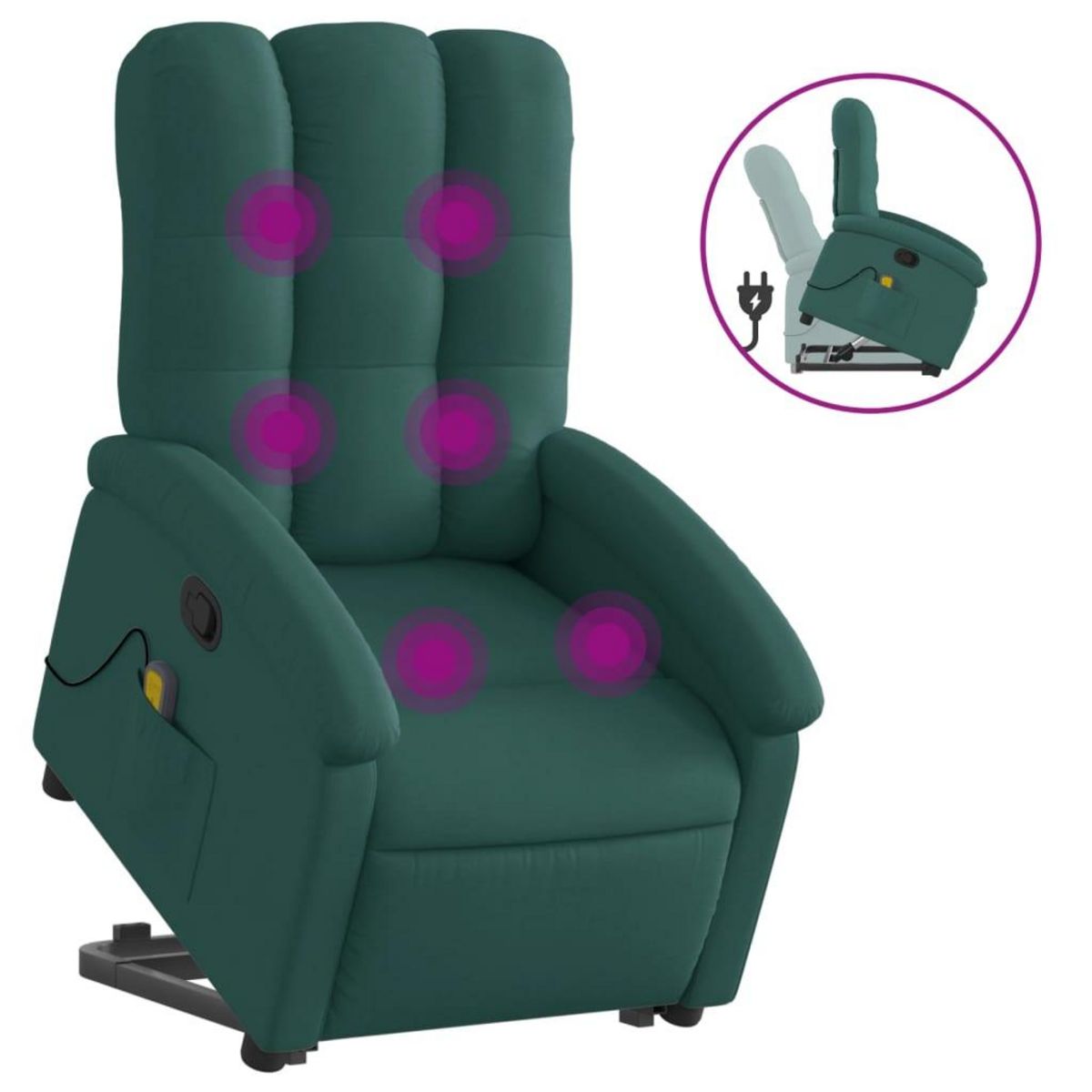 VIDAXL Fauteuil inclinable de massage Vert fonce Tissu