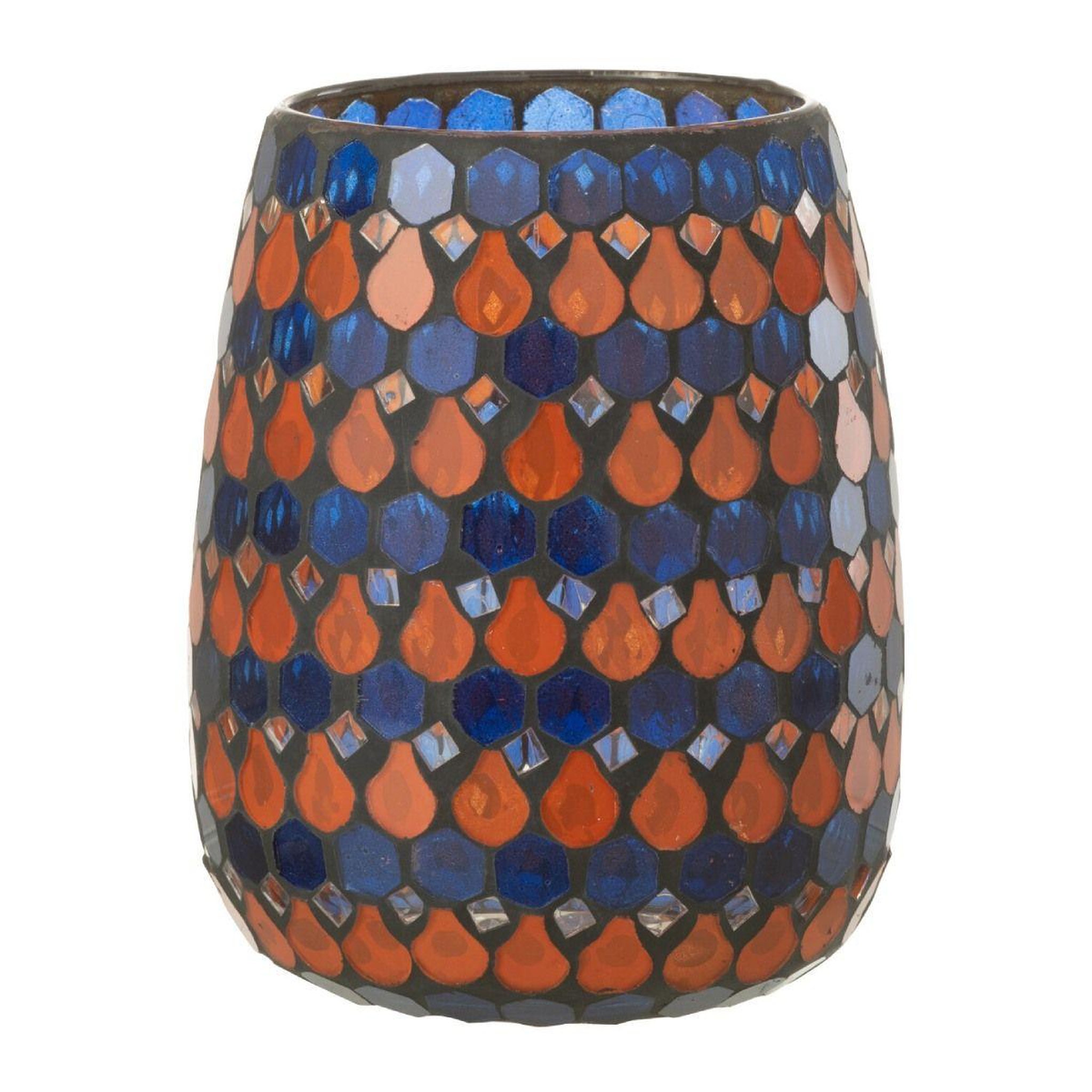 J-LINE Photophore Design Goutte  African Desire  16cm Orange & Bleu