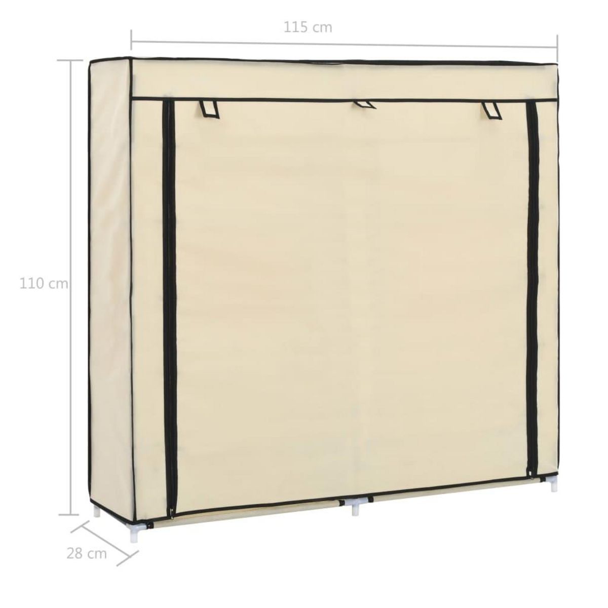 VIDAXL Armoire a chaussures avec housse Creme 115x28x110 cm Tissu