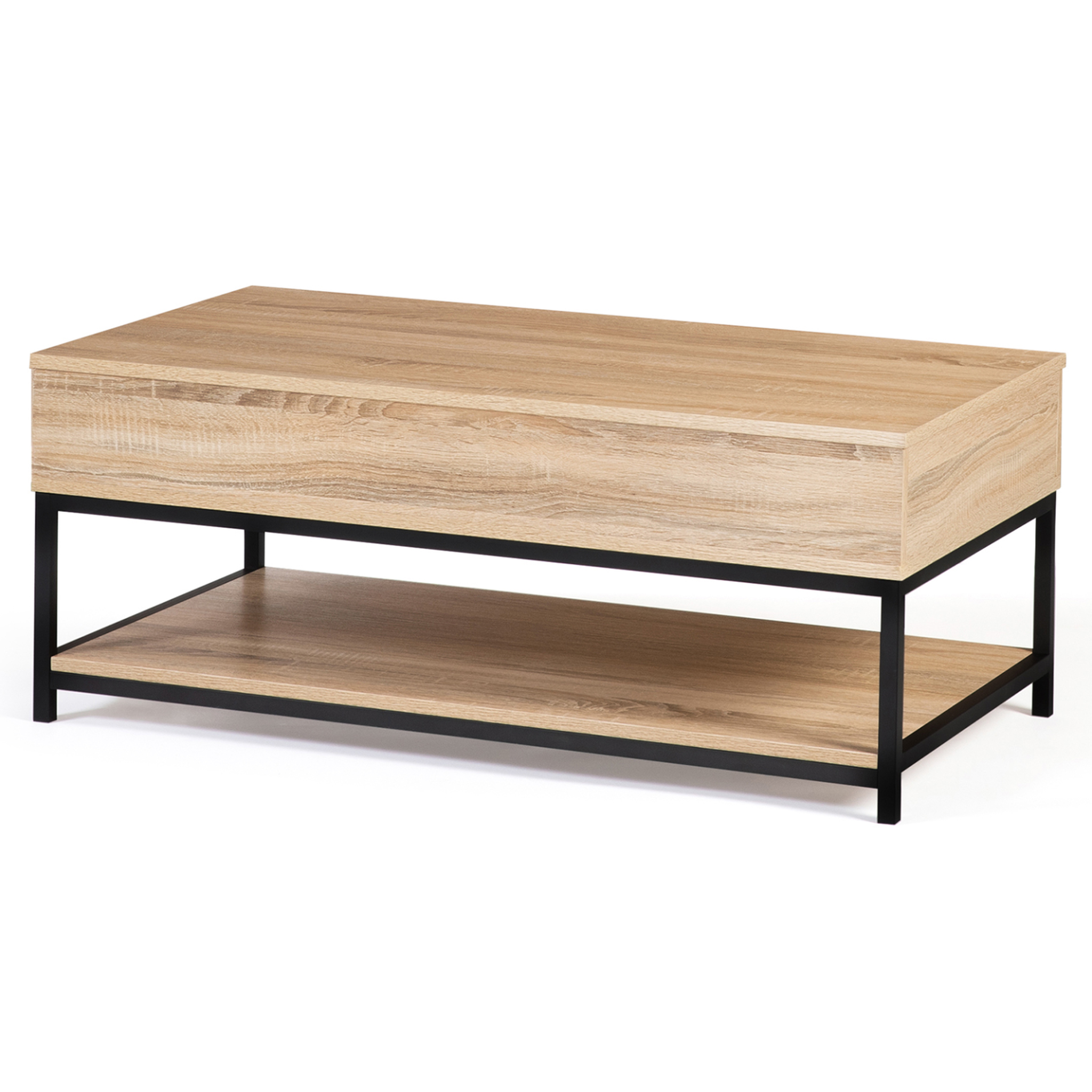 Voir la diapositive 5 : ID MARKET Ensemble meubles de salon buffet, table basse relevable et meuble TV DETROIT design industriel
