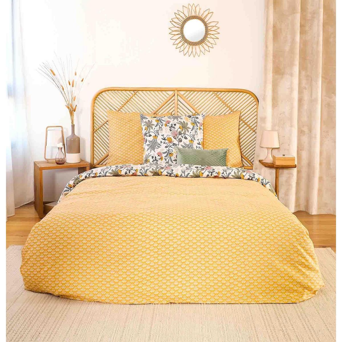 Home collection Parure housse de couette 100% satin de coton bio 78fils wayan