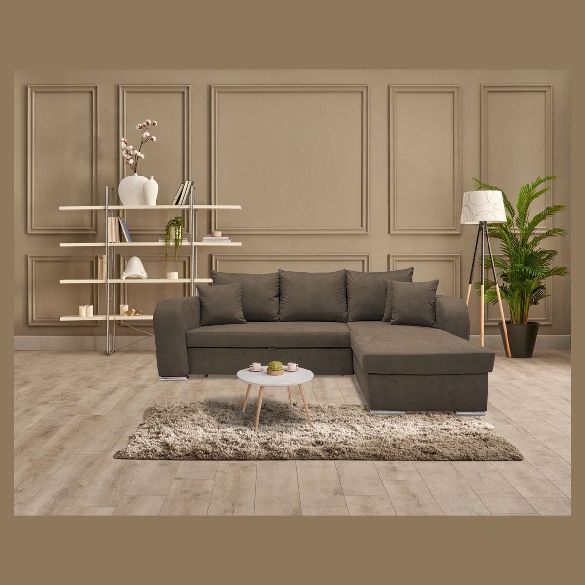 Canapé d'angle convertible réversible 5 places tissu BOB