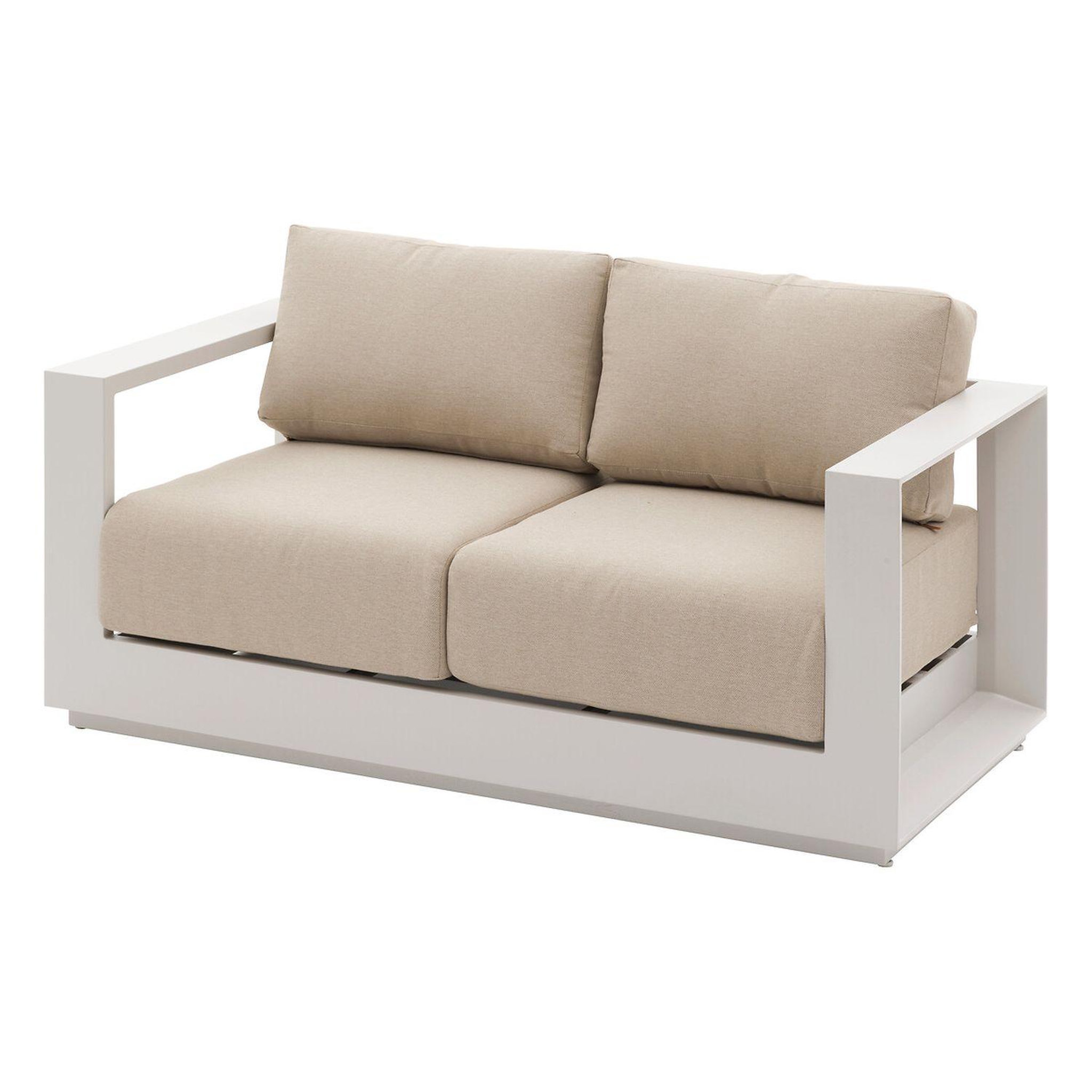 HESPERIDE Canapé de jardin en aluminium 2 places allure - avoine et beige zebrano