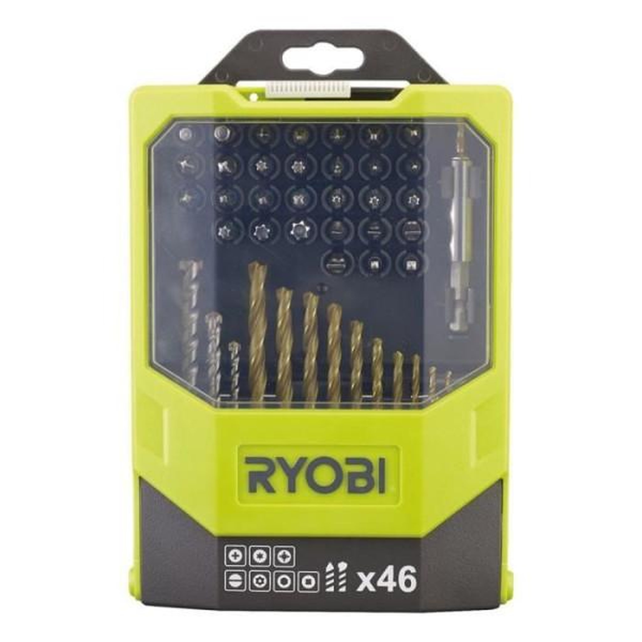Ryobi RYOBI - Coffret 46 accessoires mixtes : forets béton & métal + 31 embouts 25 mm PH / PZ / SL / HEX / T / TX / SQ - RAK46MIX