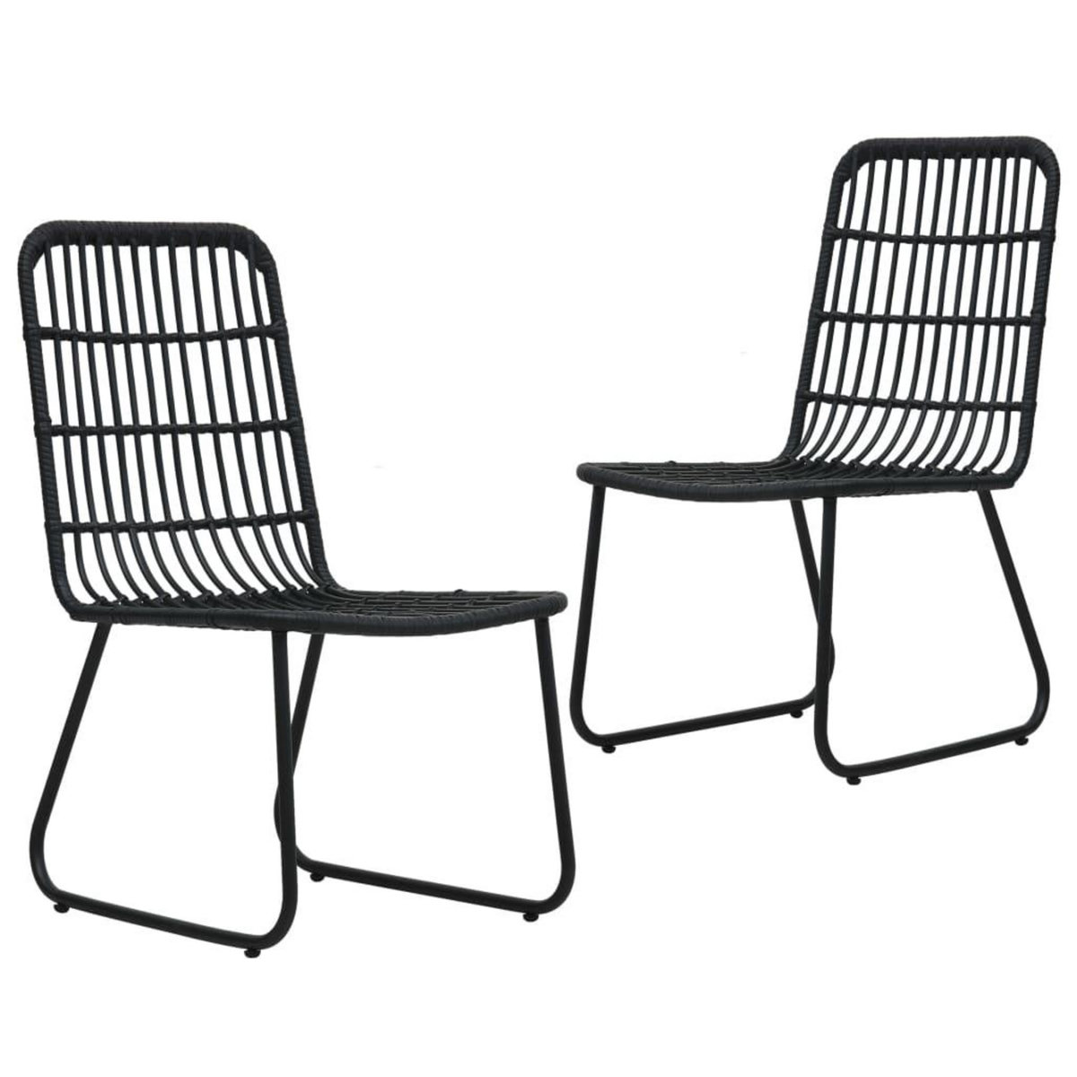 VIDAXL Chaises de jardin lot de 2 Resine tressee Noir
