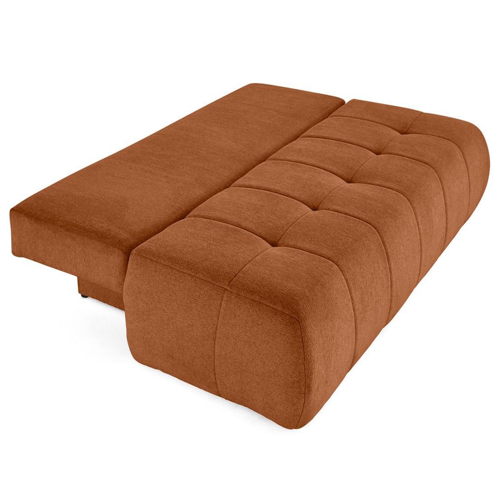 Voir la diapositive 2 : BEST MOBILIER Bowie - canapé 3 places convertible coffre + coussin rond inclus en tissu texturé
