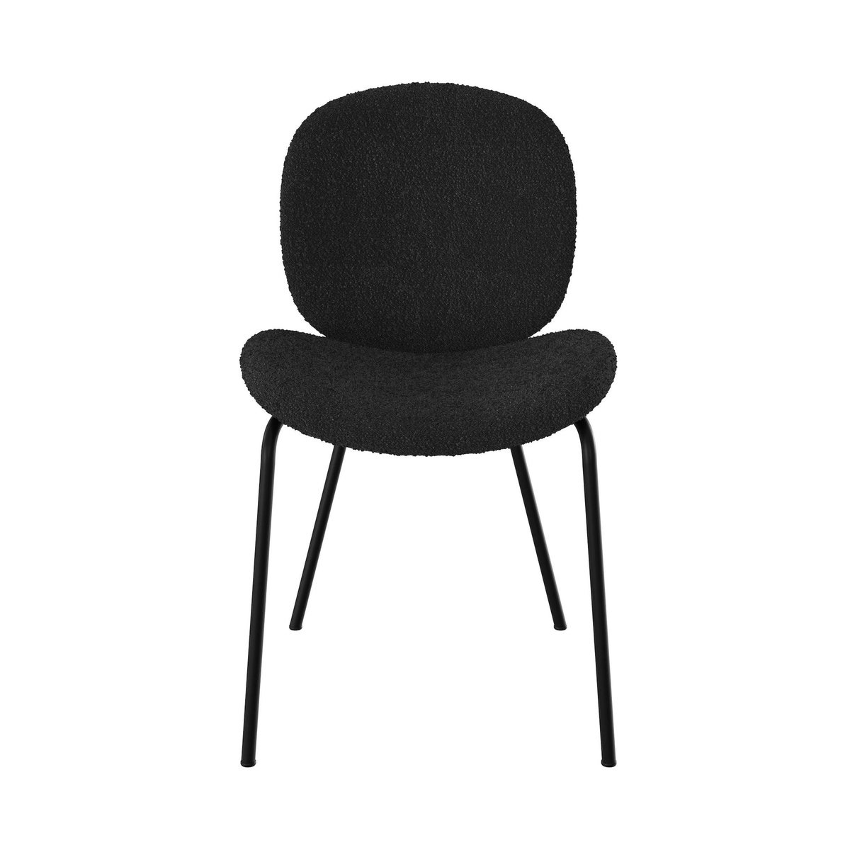 Rendez vous déco Lot de 2 chaises en tissu bouclé beige et pieds en métal noir - Iris