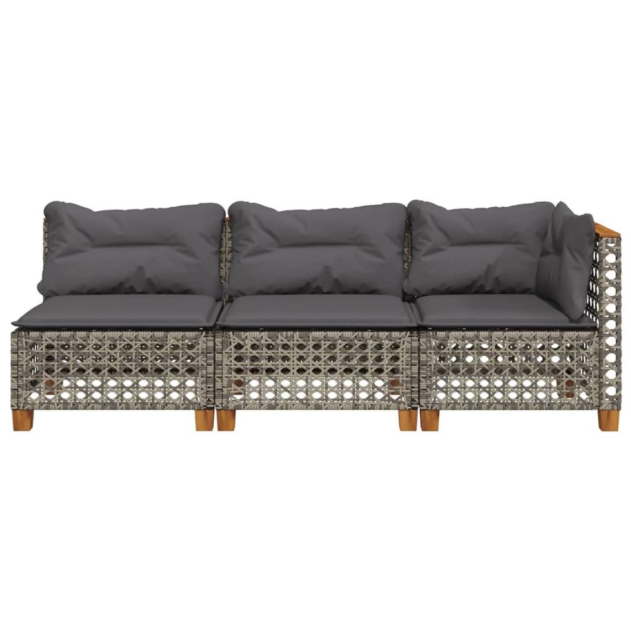 Voir la diapositive 4 : VIDAXL Canape de jardin avec coussins 3 places gris resine tressee