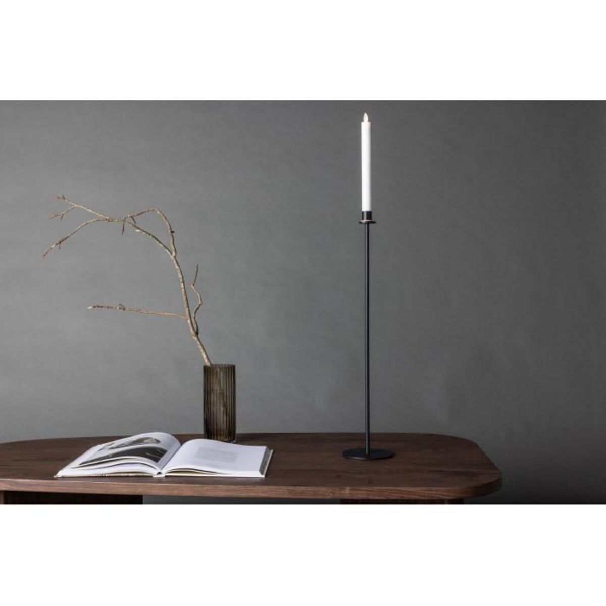 Paris Prix Bougeoir à LED en Métal  Hogehall  79cm Noir