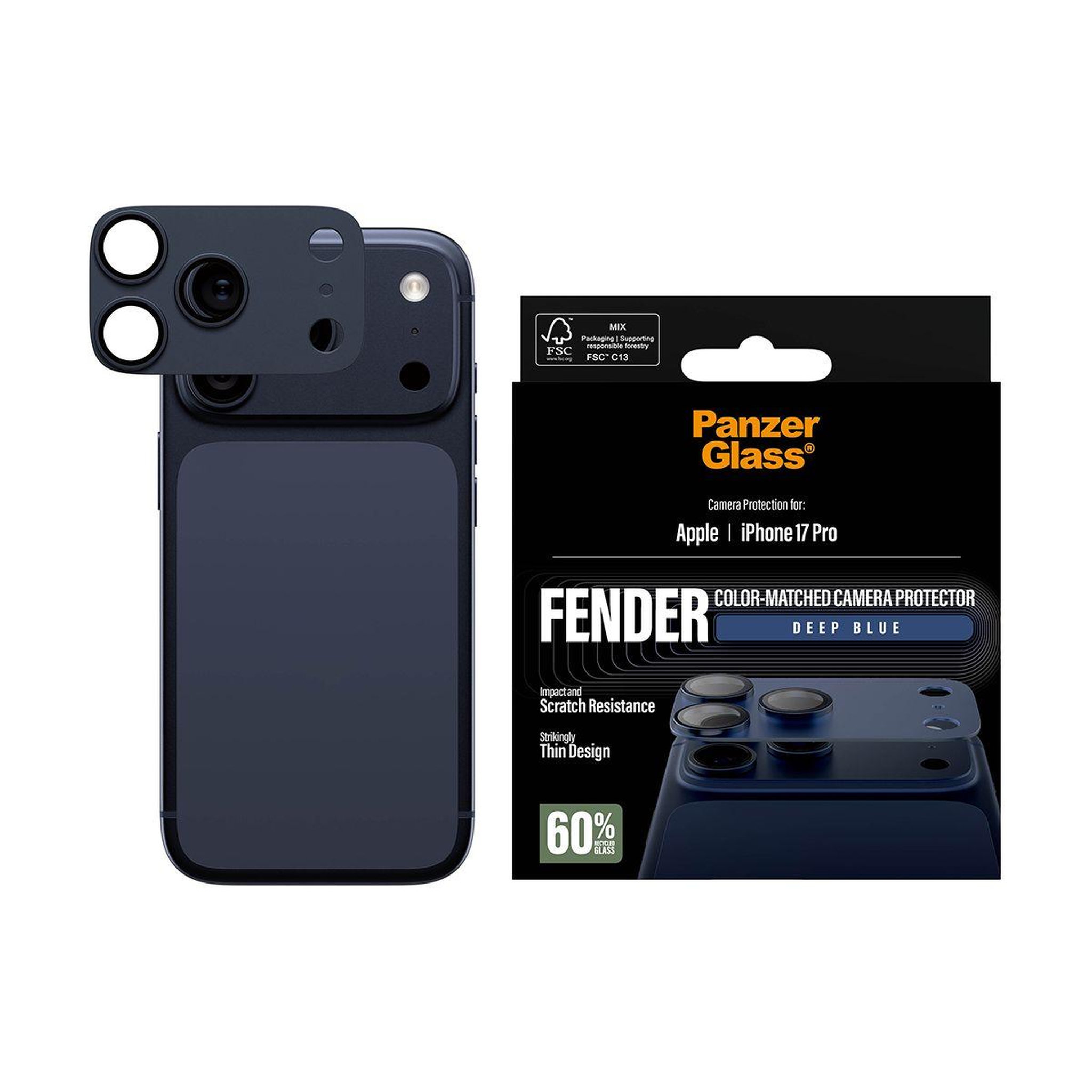 Voir la diapositive 2 : PANZERGLASS Protège objectif iPhone 17 Pro protège obj bleu intense