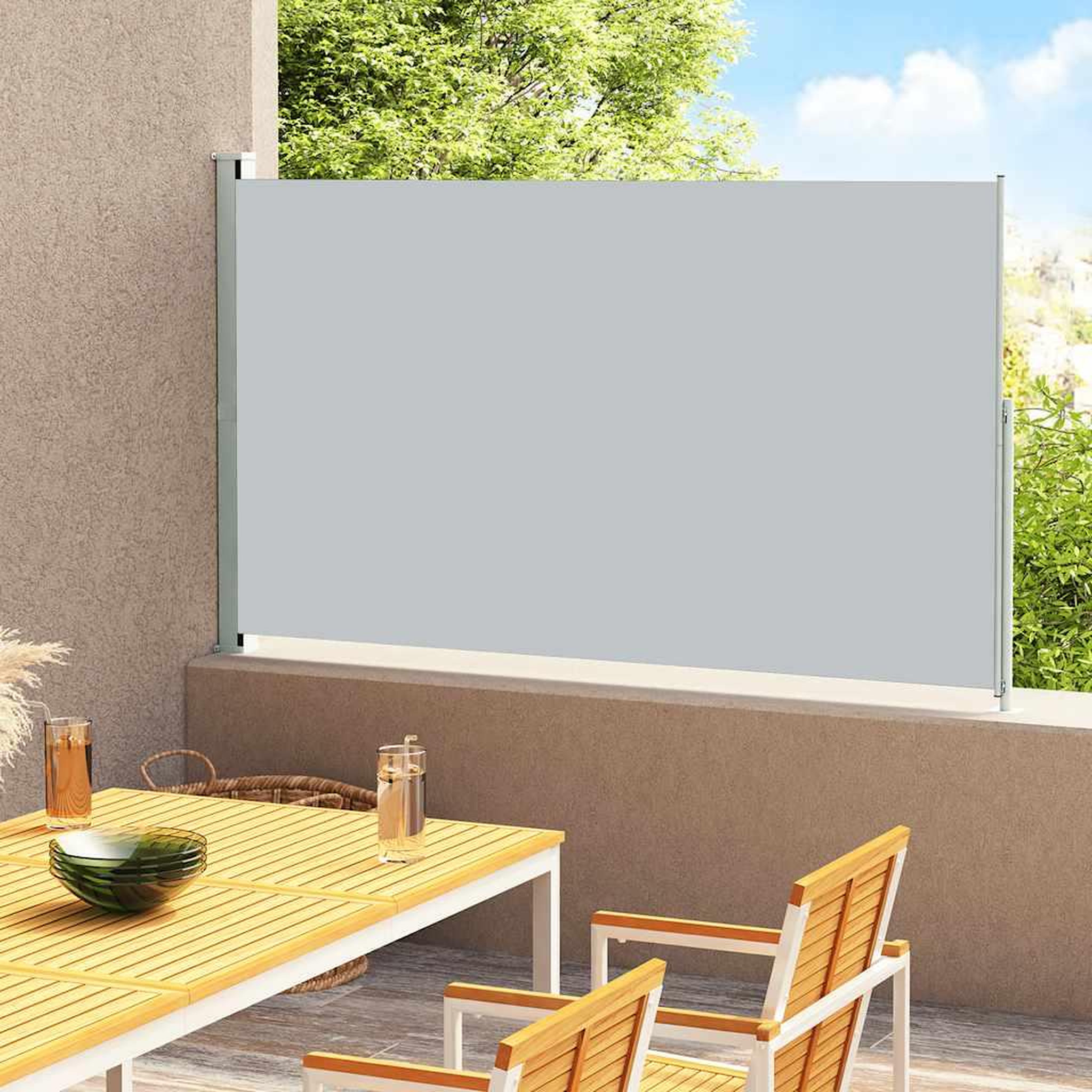 VIDAXL Auvent lateral retractable de patio 220x300 cm Gris