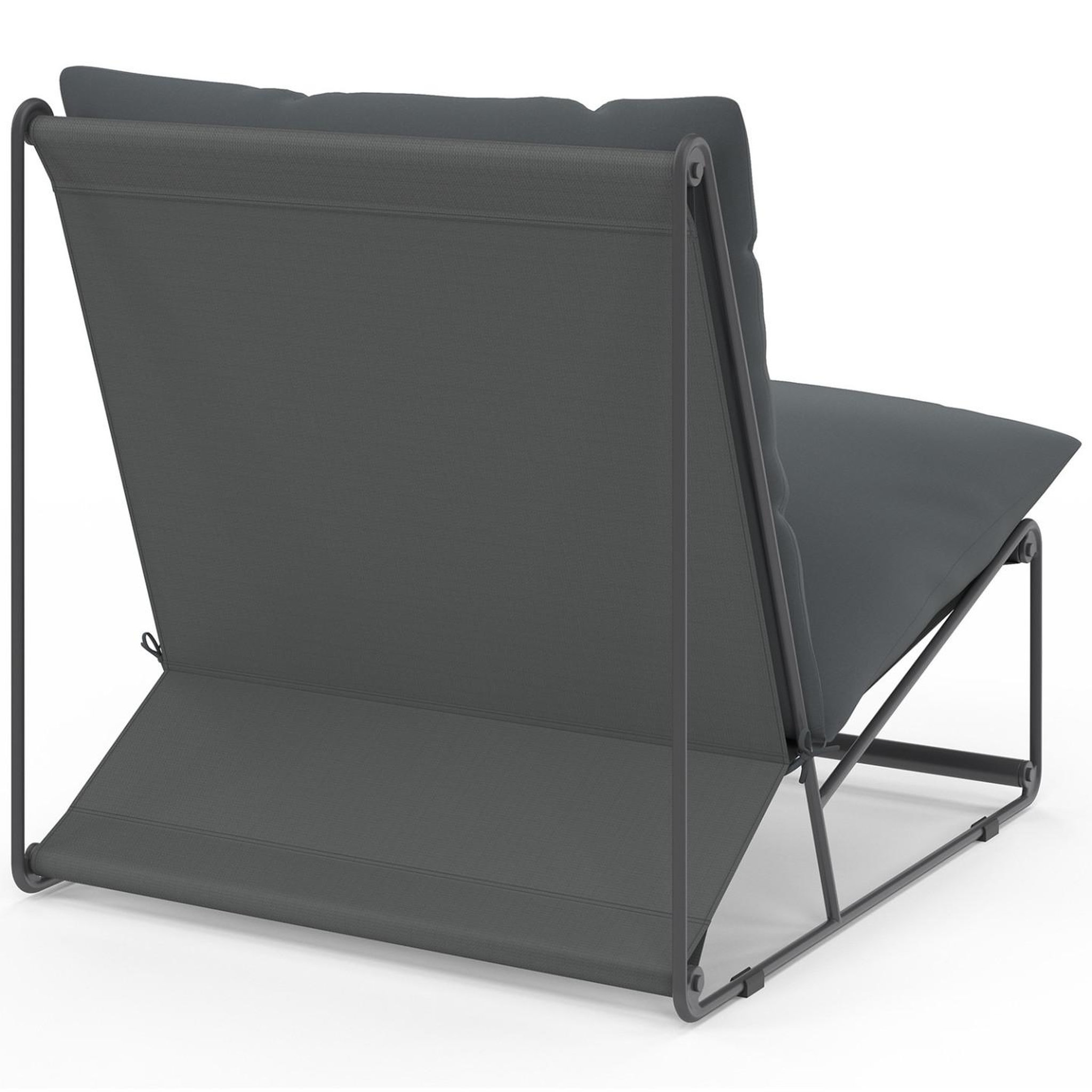 Voir la diapositive 4 : ID MARKET Lot de 2 fauteuils de jardin napoli gris coussins gris anthracite