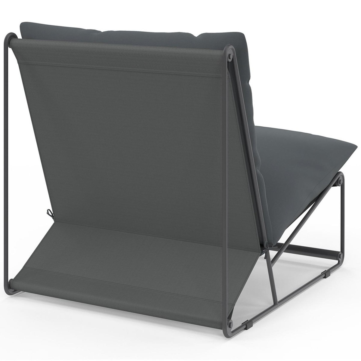 ID MARKET Lot de 2 fauteuils de jardin NAPOLI gris coussins gris anthracite