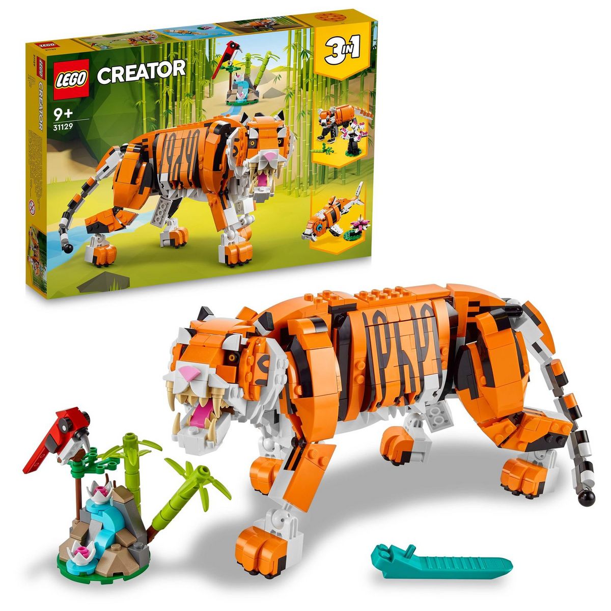 LEGO Creator 3 en 1 31129 Sa Majesté le Tigre, Jouet pour Filles et Garçons dès 9 Ans