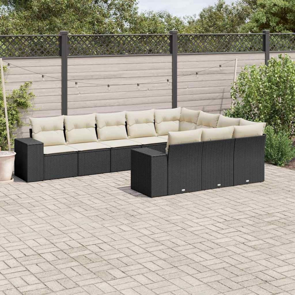 VIDAXL Salon de jardin 10 pcs avec coussins noir resine tressee