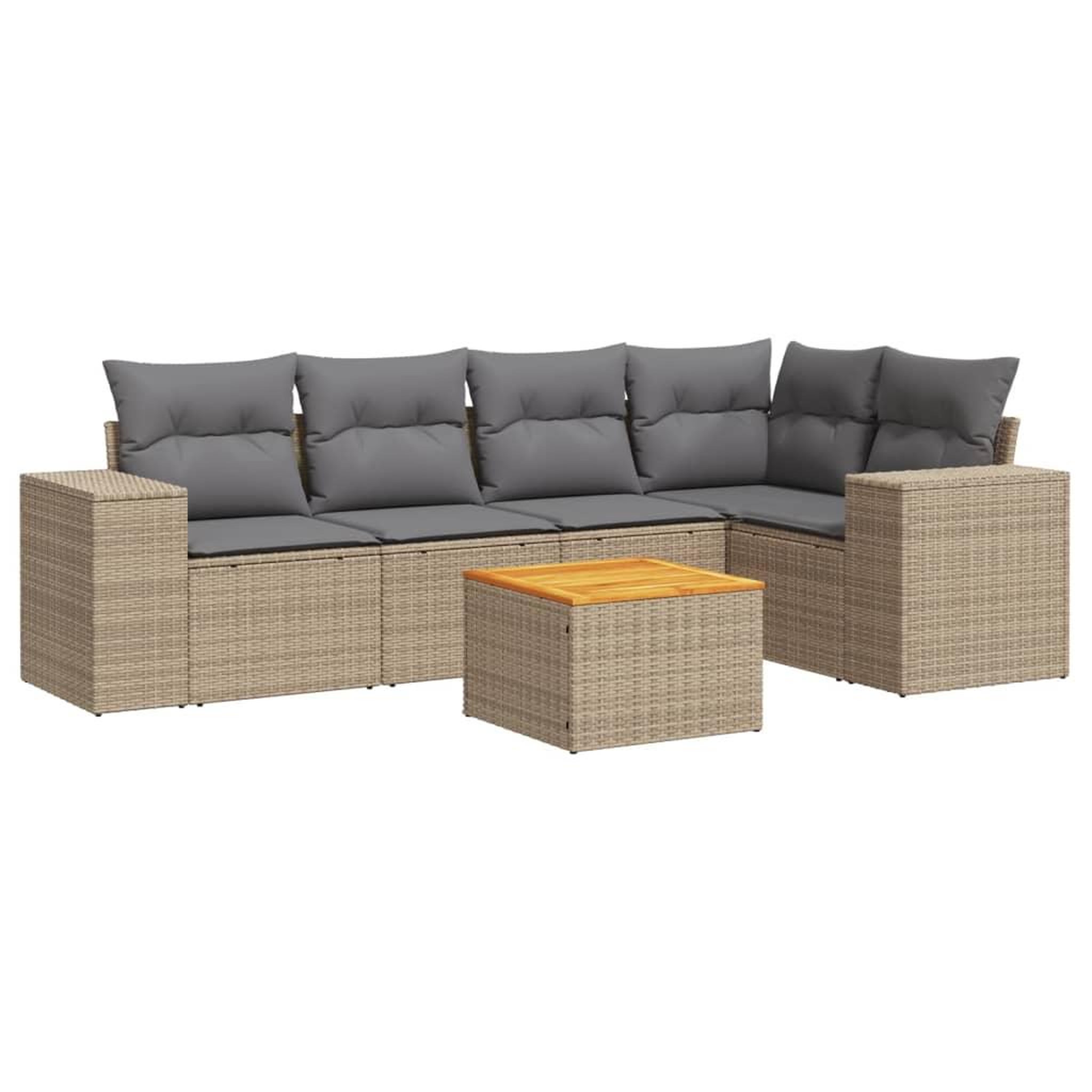 Voir la diapositive 2 : VIDAXL Salon de jardin avec coussins 6 pcs beige resine tressee