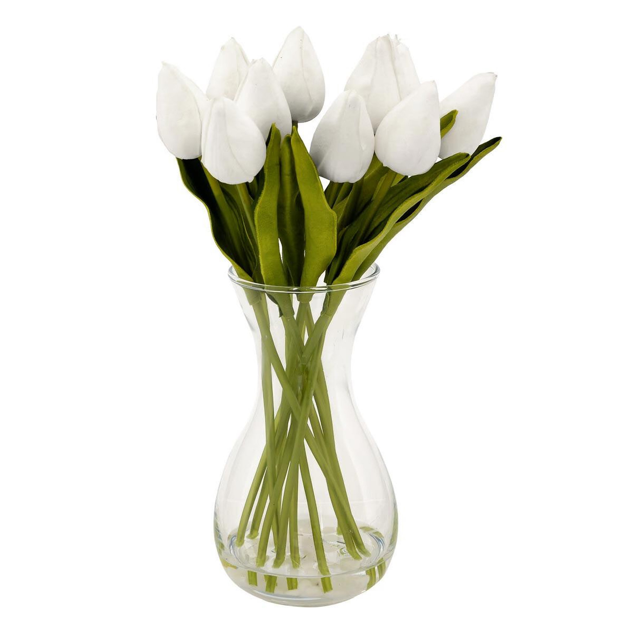 ATMOSPHERA Composition artificielle de tulipes  hector  28cm blanc