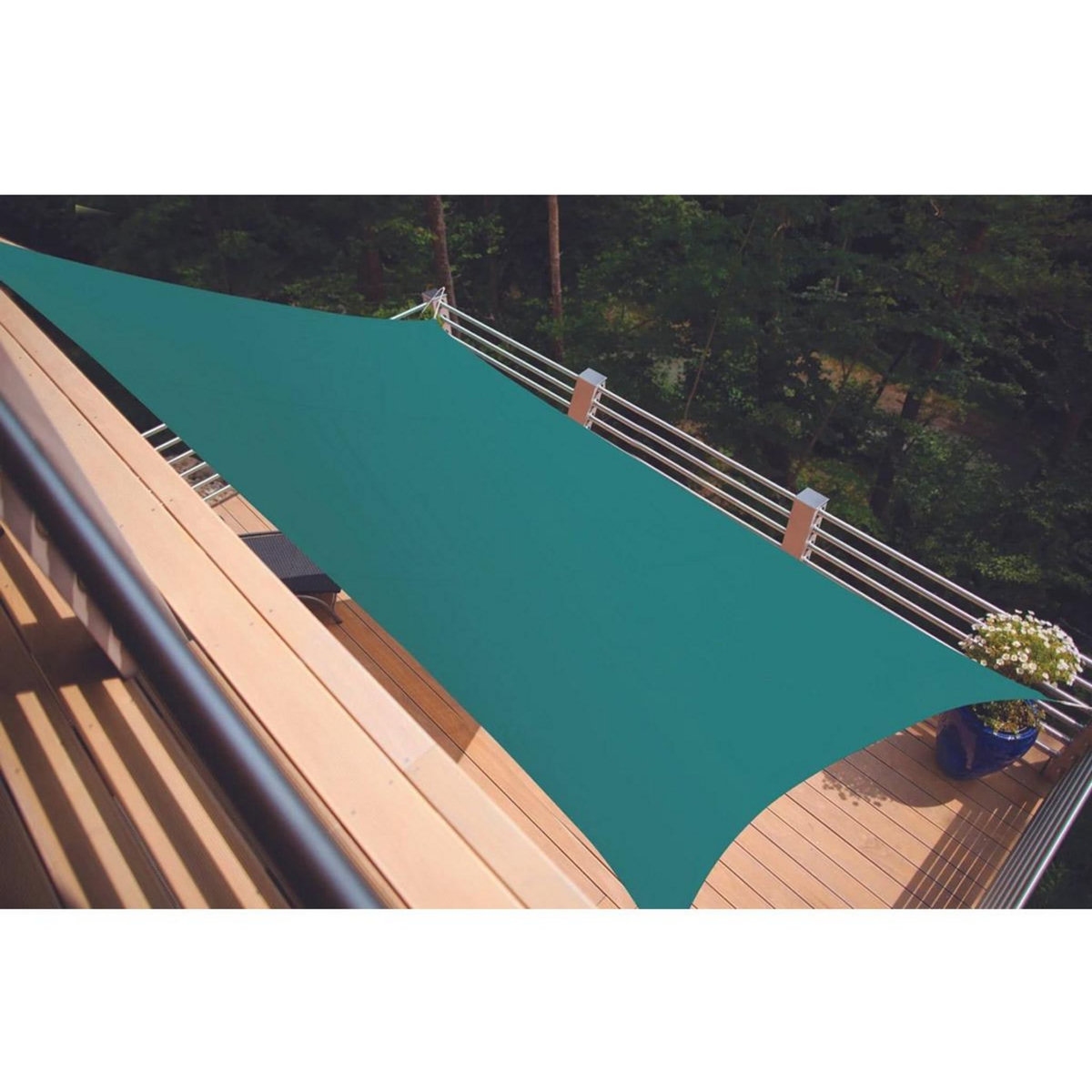 Jardiline Voile d'ombrage rectangulaire SERENITY - 3,00 x 2,00 m - Bleu Canard - Jardiline