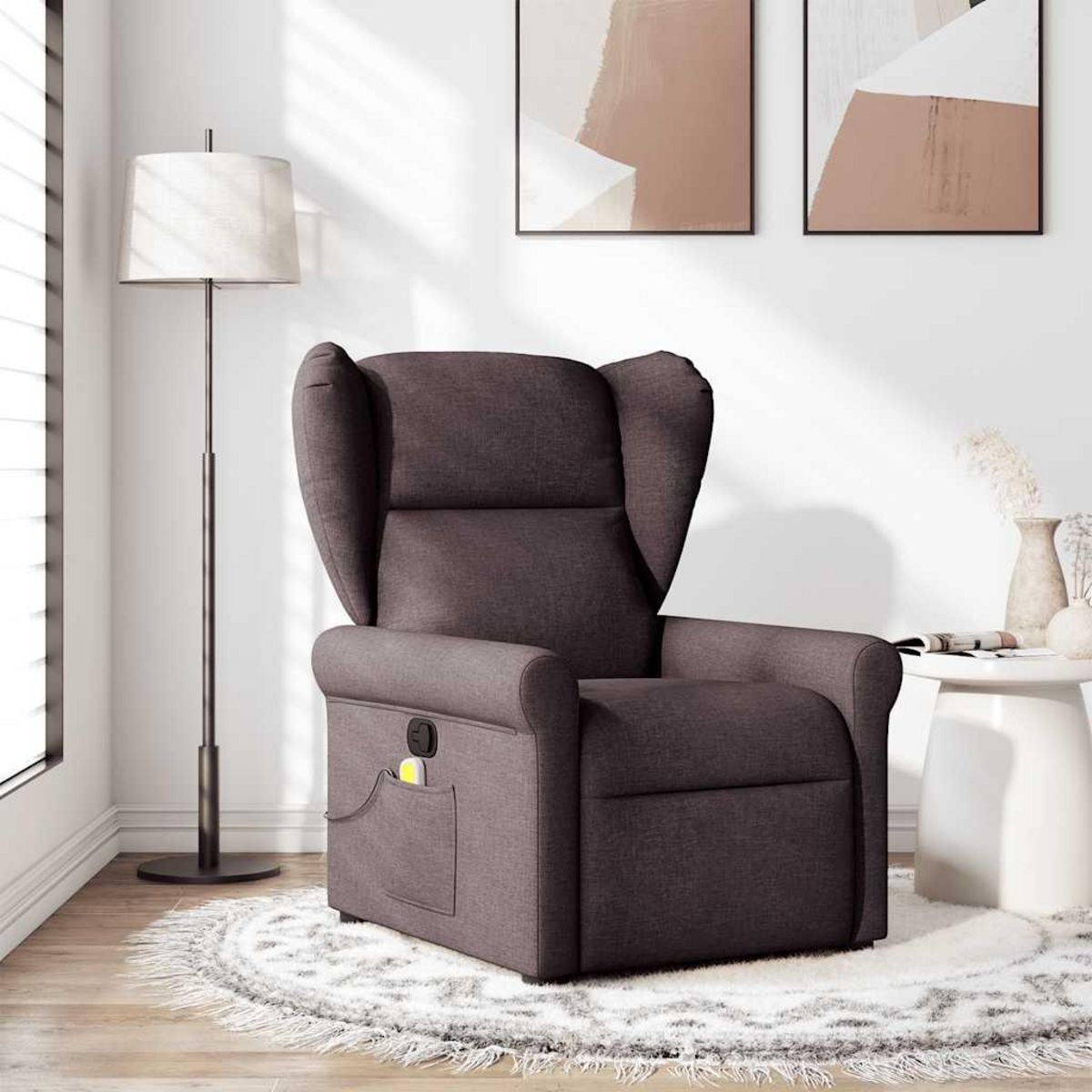VIDAXL Fauteuil de massage inclinable Marron fonce Tissu