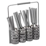 SECRET DE GOURMET Ménagère 24 Pièces Avec Rack  Géo  24cm Gris