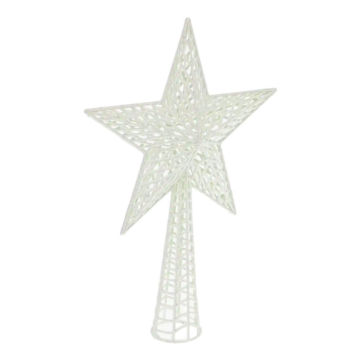 FEERIC LIGHT & CHRISTMAS Cimier Déco Avec Paillettes  Étoile  38cm Écru
