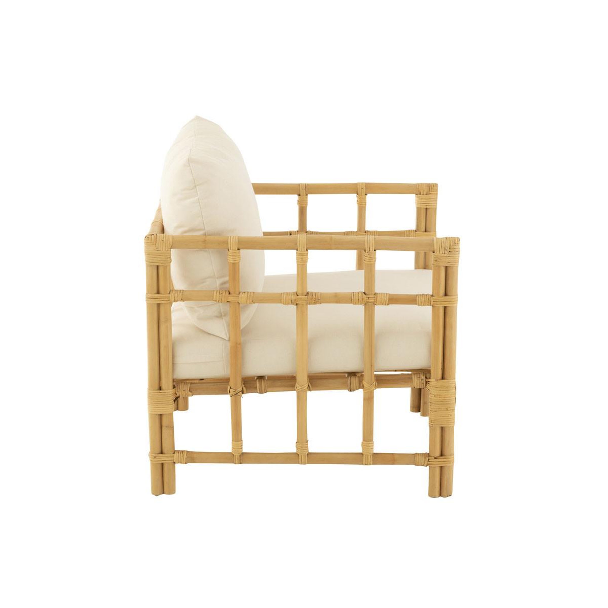 Voir la diapositive 3 : J-LINE Fauteuil en rotin & coussin  elise  73cm naturel