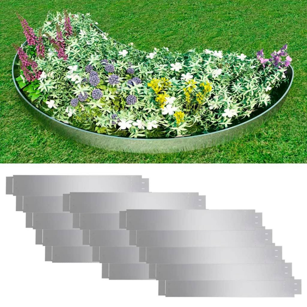 VIDAXL Cloture de pelouse flexible 15 pcs Acier galvanise 100x14 cm