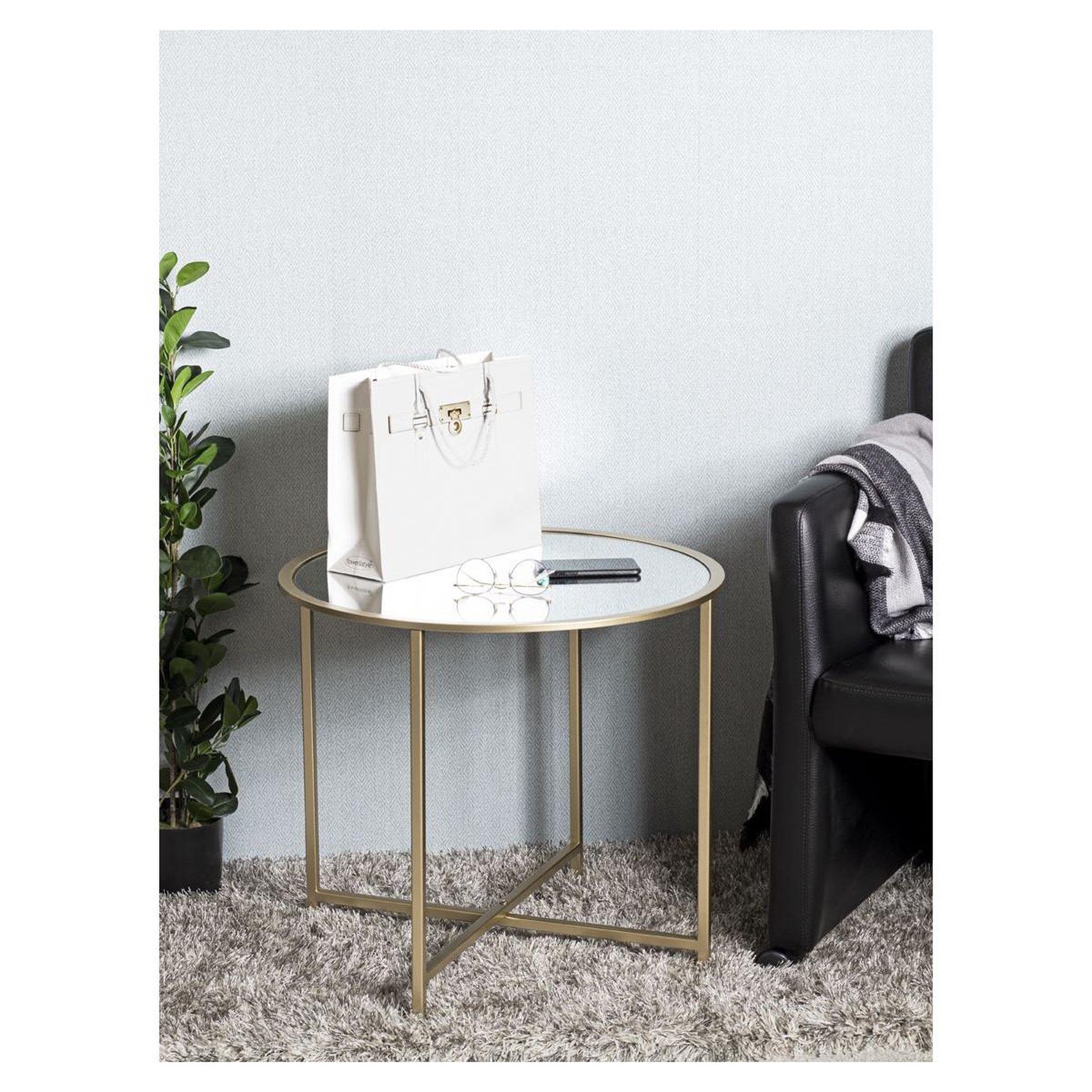 Voir la diapositive 5 : Paris Prix Table d'Appoint Design  Miroir  60cm Or