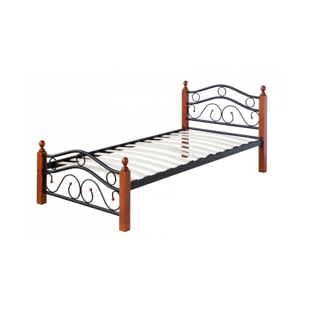 HomeStyle4U Lit simple Metallique 90x200 Noir et sommier a lattes