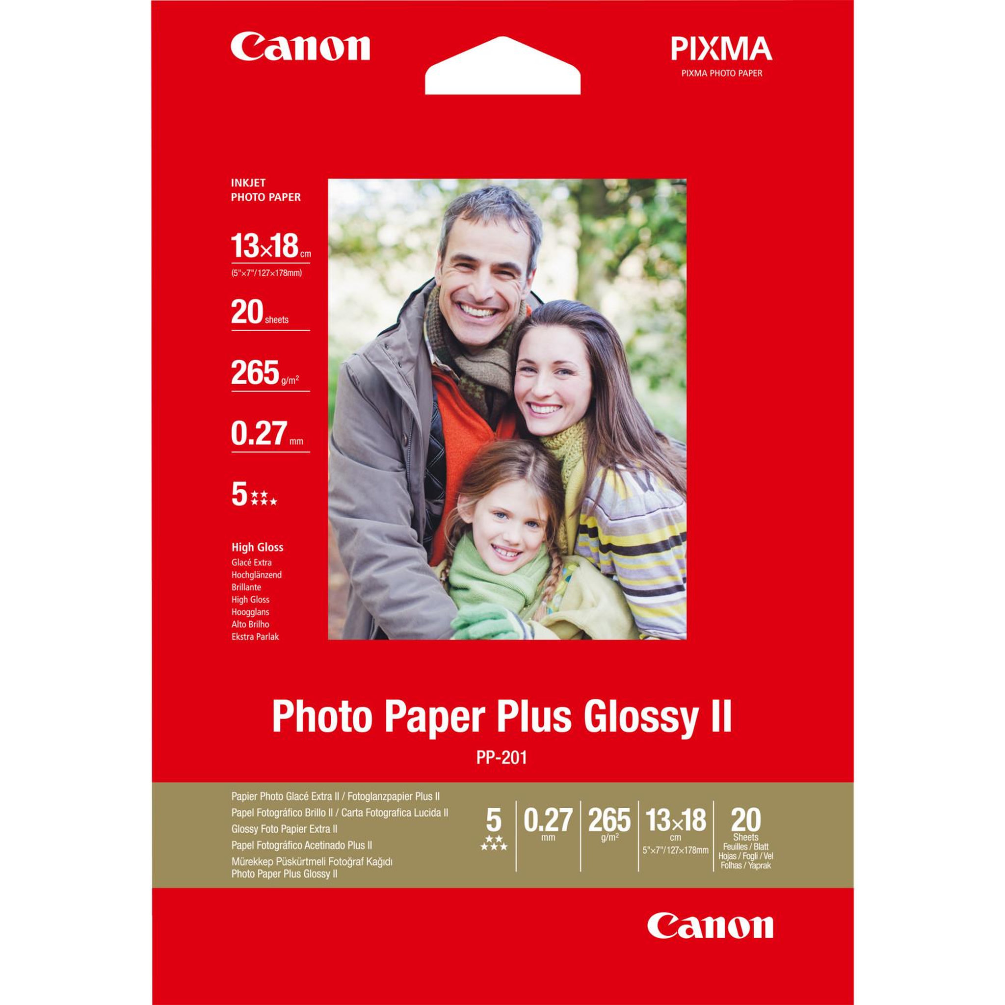 Voir la diapositive 2 : Canon Canon papier photo brillant extra ii 5 × 7 po (13 × 18 cm) pp-201 - 20 feuilles