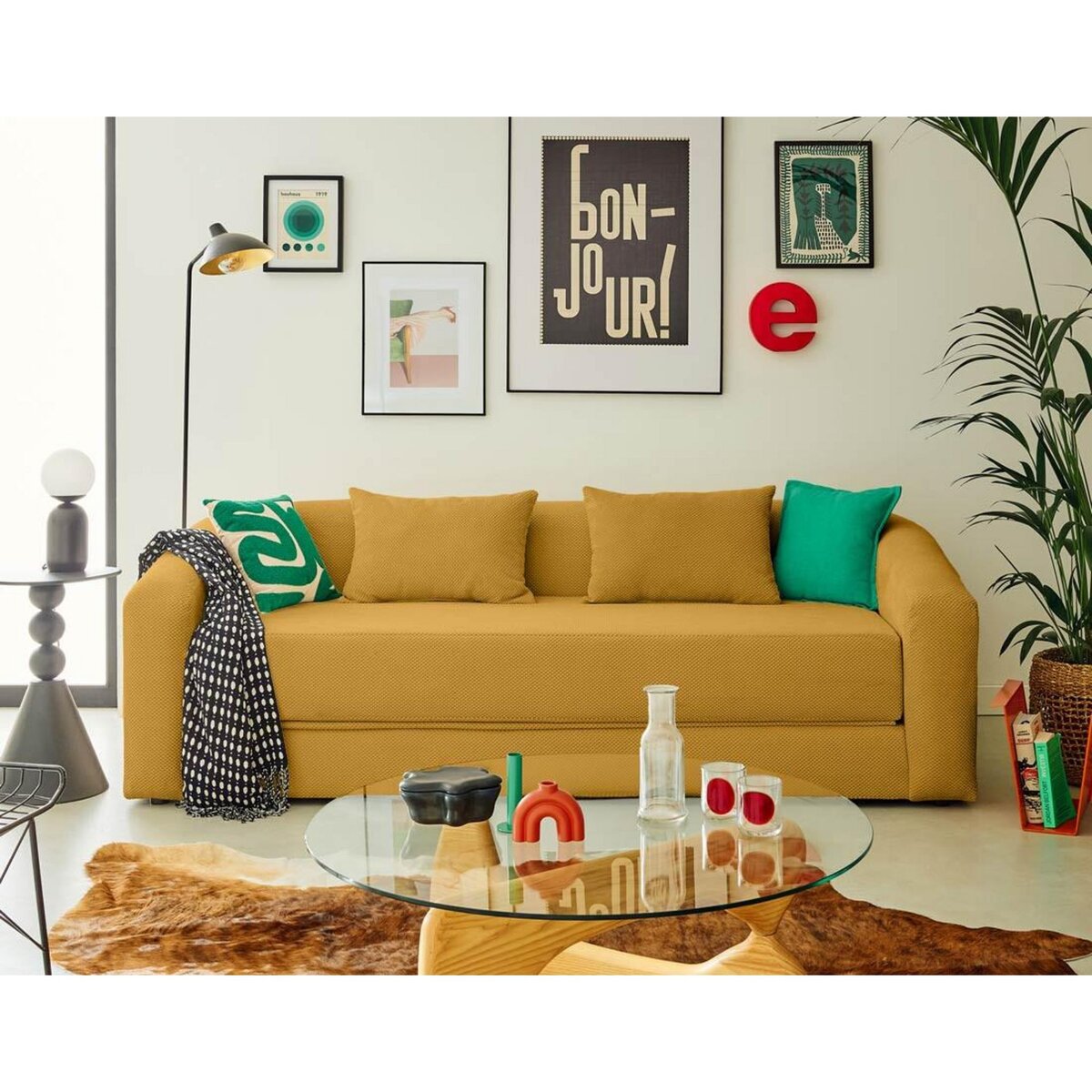 BEST MOBILIER Nuvia - canapé convertible déplimousse 3 places en velours texturé