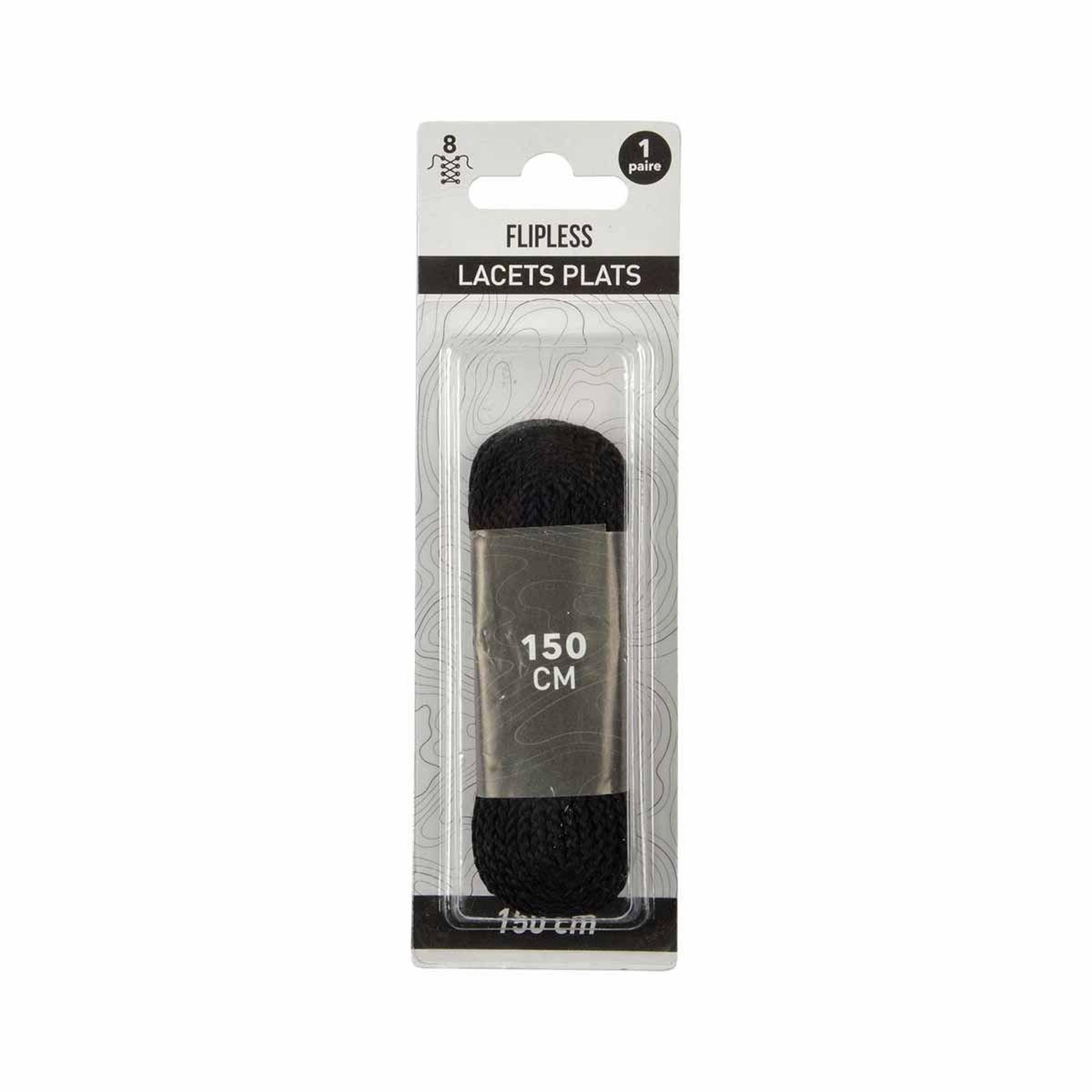 Voir la diapositive 2 : FLIPLESS Paire de lacets pour chaussures  plats  150cm noir