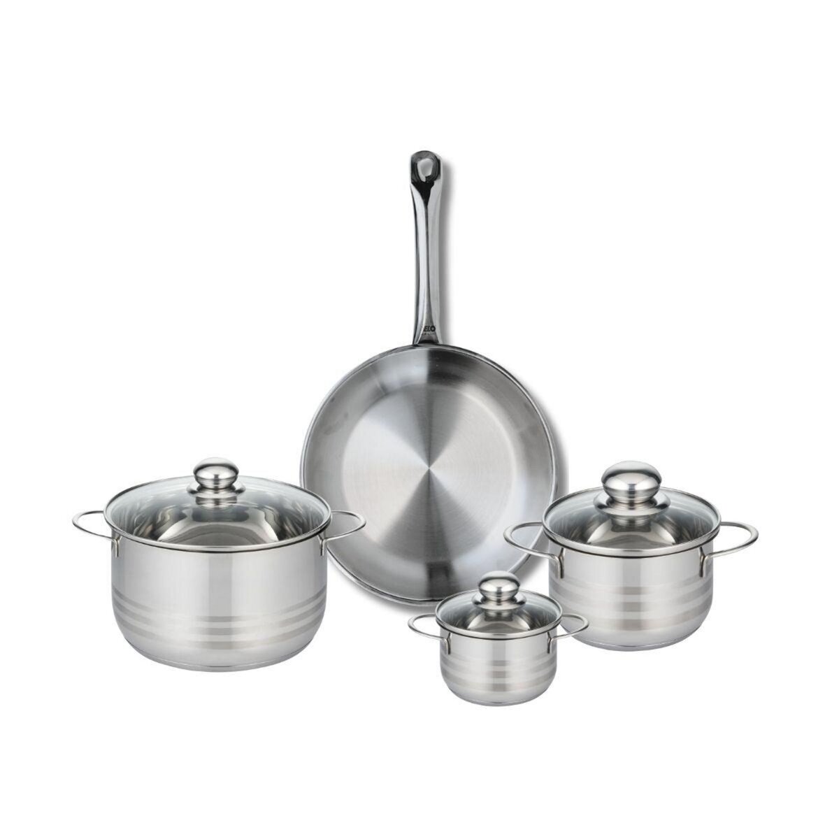 ELO Ensemble de 1 Poêle de cuisson 28 cm et 3 faitouts 12, 16 et 20 cm Elo Profi Brillant