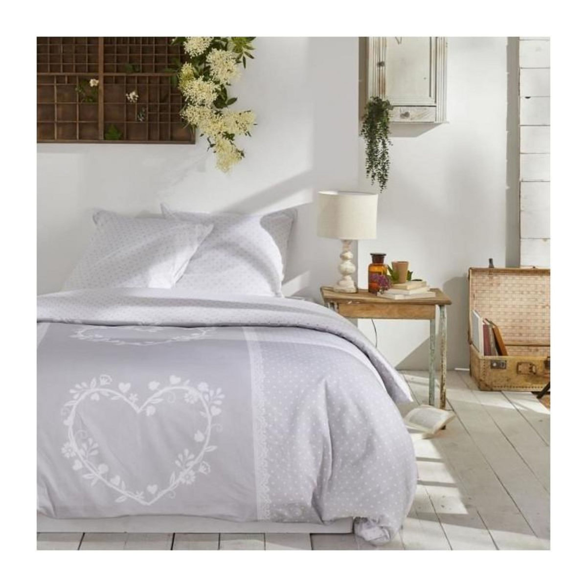 Today PARURE DE LIT TODAY - HOUSSE DE COUETTE 240X260 + 2 TAIES D OREILLER 63X63 - 100% COTON 57 fils - Constance