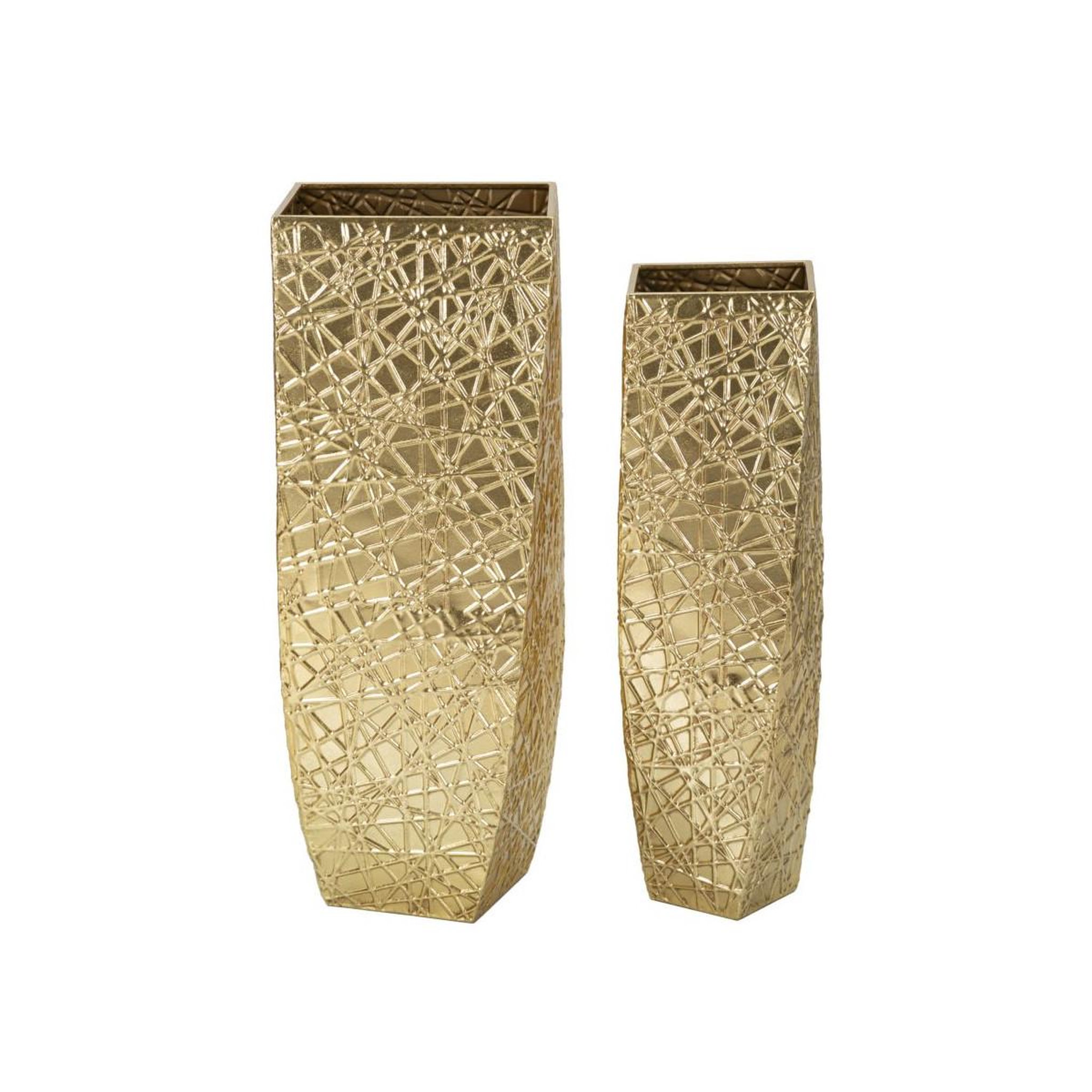 Voir la diapositive 2 : Paris Prix Lot de 2 vases en métal  squer  90cm or