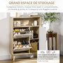 Voir la diapositive 4 : HOMCOM Meuble à chaussures design scandinave placard 3 portes 3 étagères niche piètement effilé incliné bois panneaux aspect chêne clair
