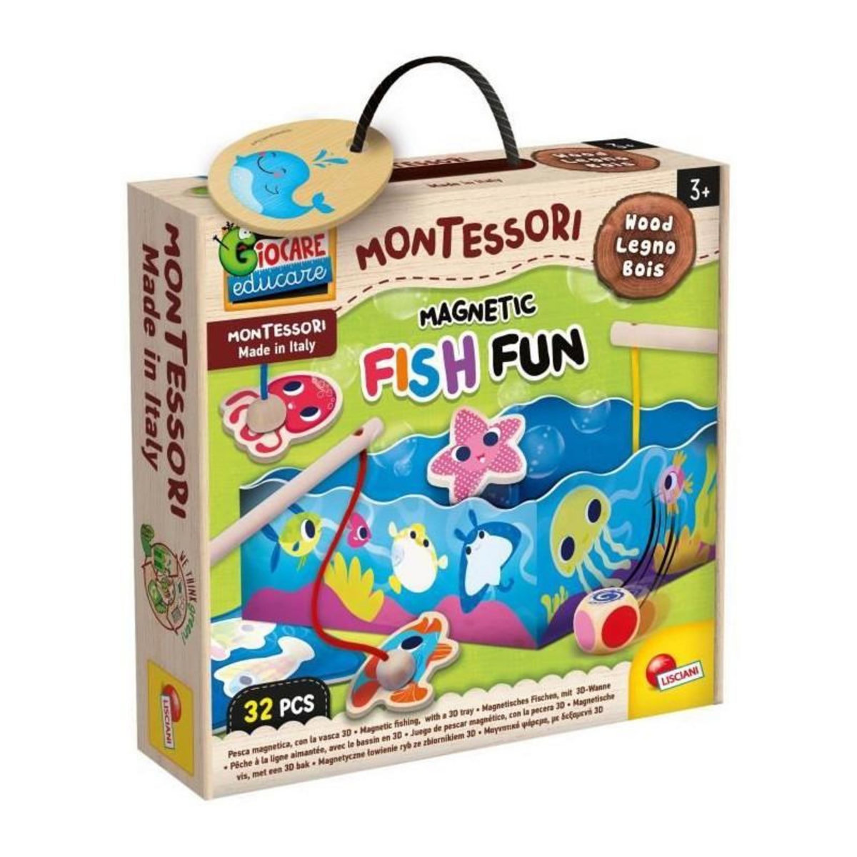LISCIANI GIOCHI Magnetic Fish Fun - jeu d'apprentissage en bois - basé sur la méthode Montessori - LISCIANI