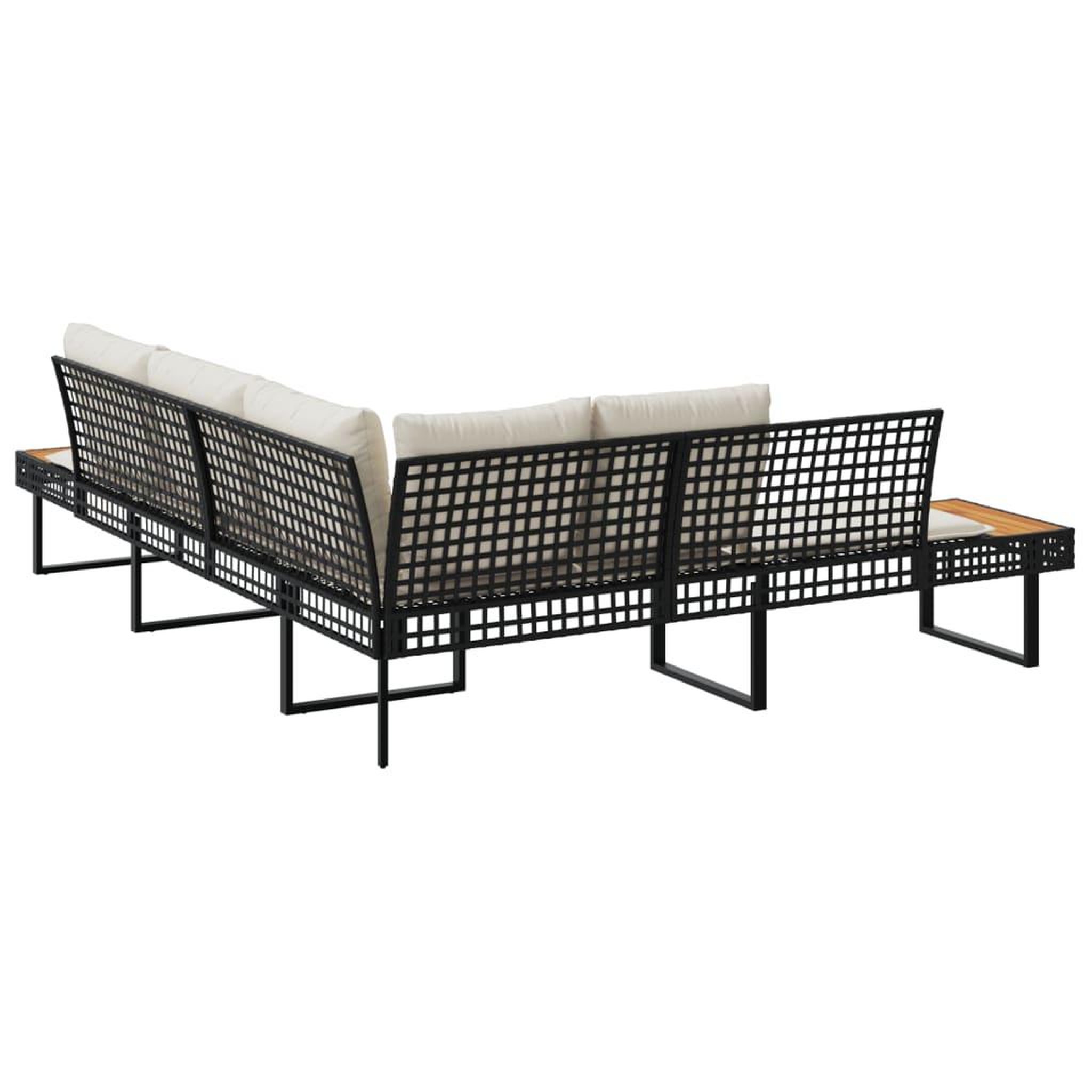 Voir la diapositive 5 : VIDAXL Canape de jardin avec coussins en forme de L noir rotin acacia