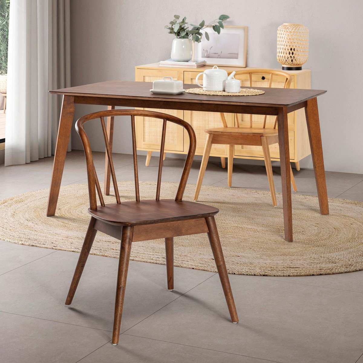 VS VENTA-STOCK Pack 2 chaises Brisa en bois coleur noyer