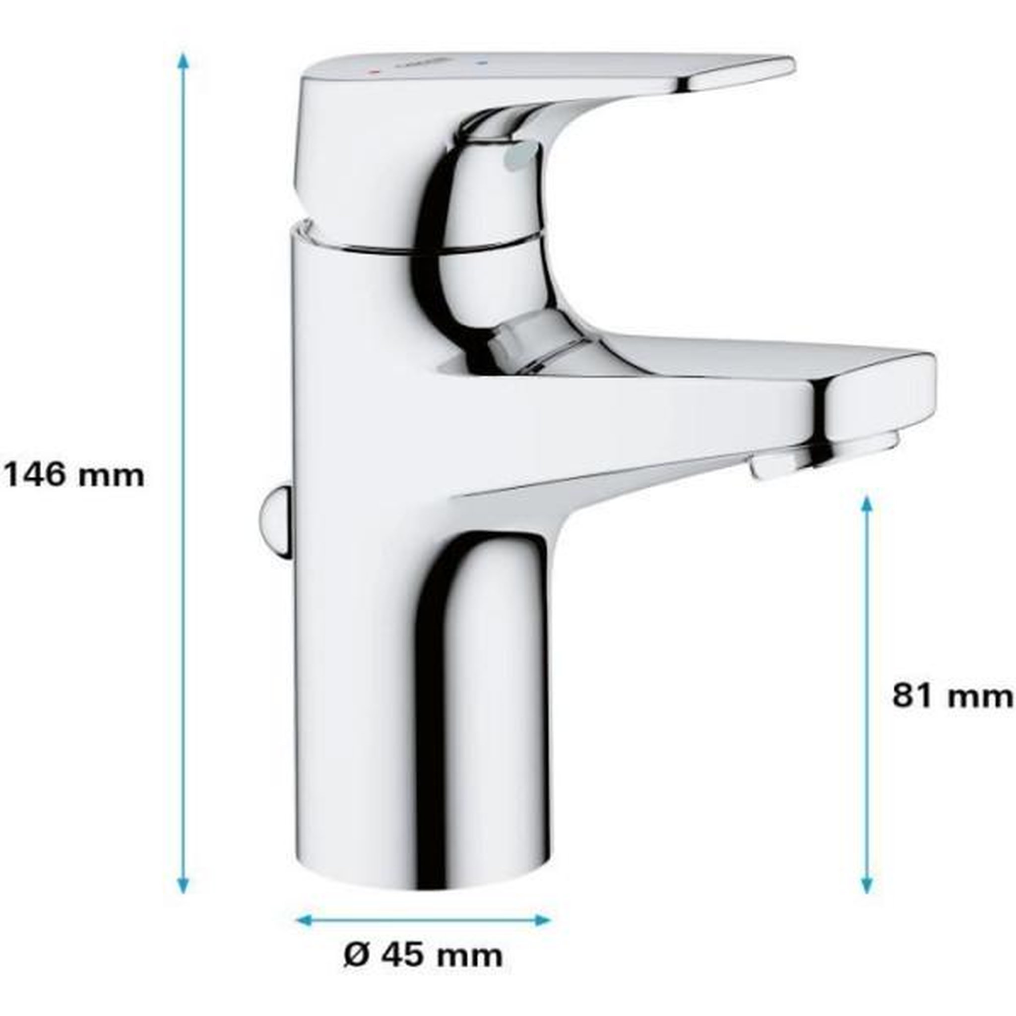 Voir la diapositive 4 : Grohe Grohe mitigeur monocommande lavabo taille s start flow chromé 23769000