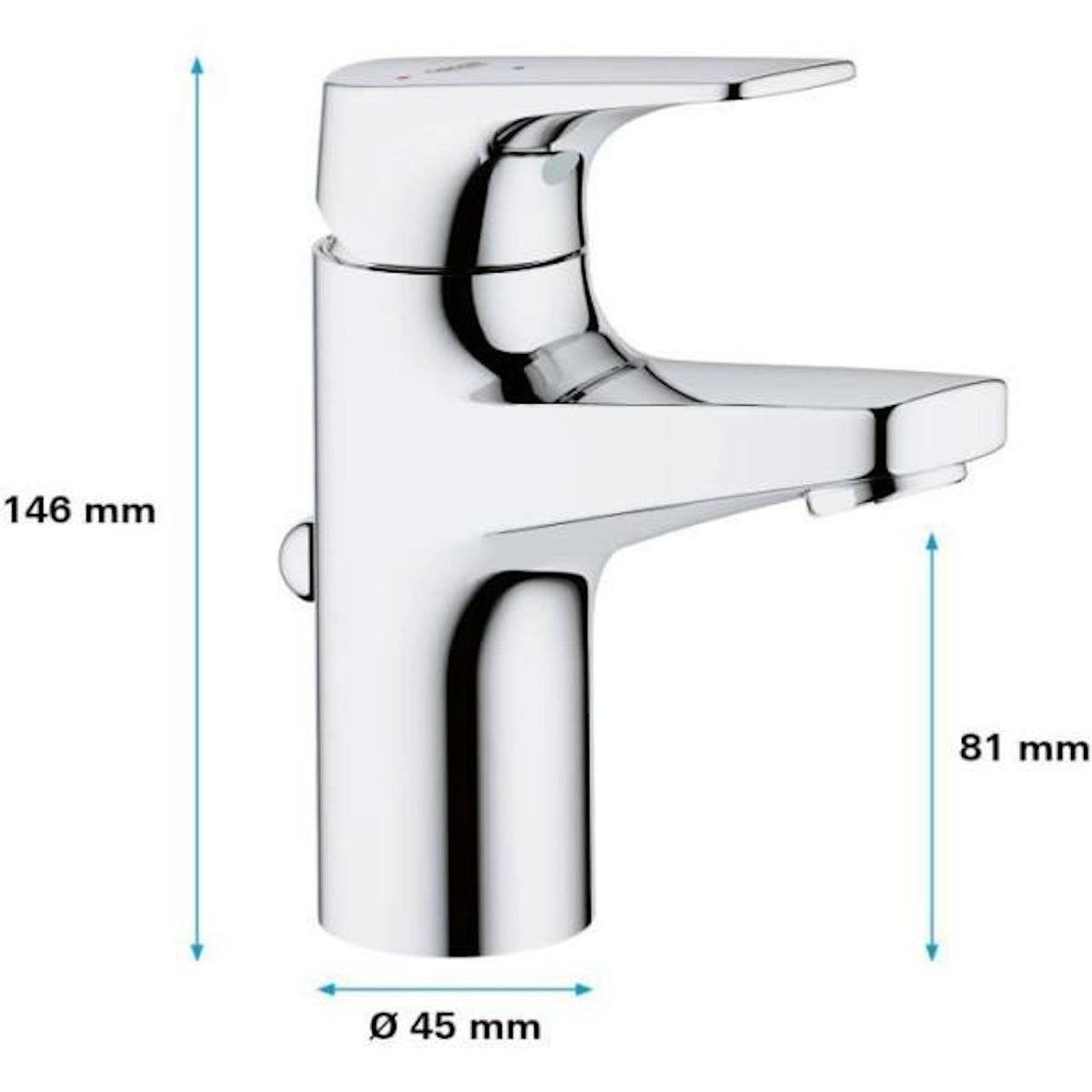 Grohe GROHE Mitigeur monocommande Lavabo Taille S Start Flow Chromé 23769000