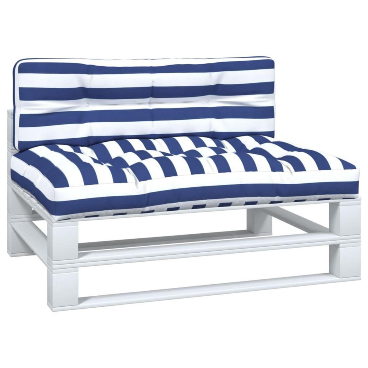 VIDAXL Coussins de palette lot de 2 rayures bleues/blanches tissu