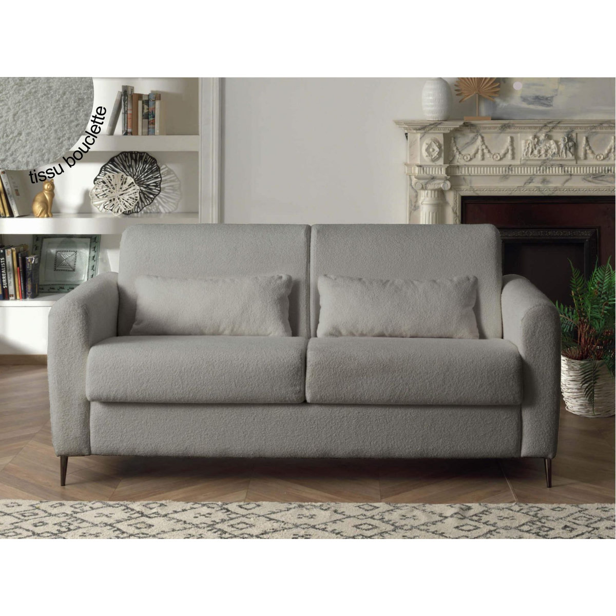 LISA DESIGN Owen - canapé 3 places convertible express couchage quotidien 140 cm matelas 12 cm en tissu bouclette