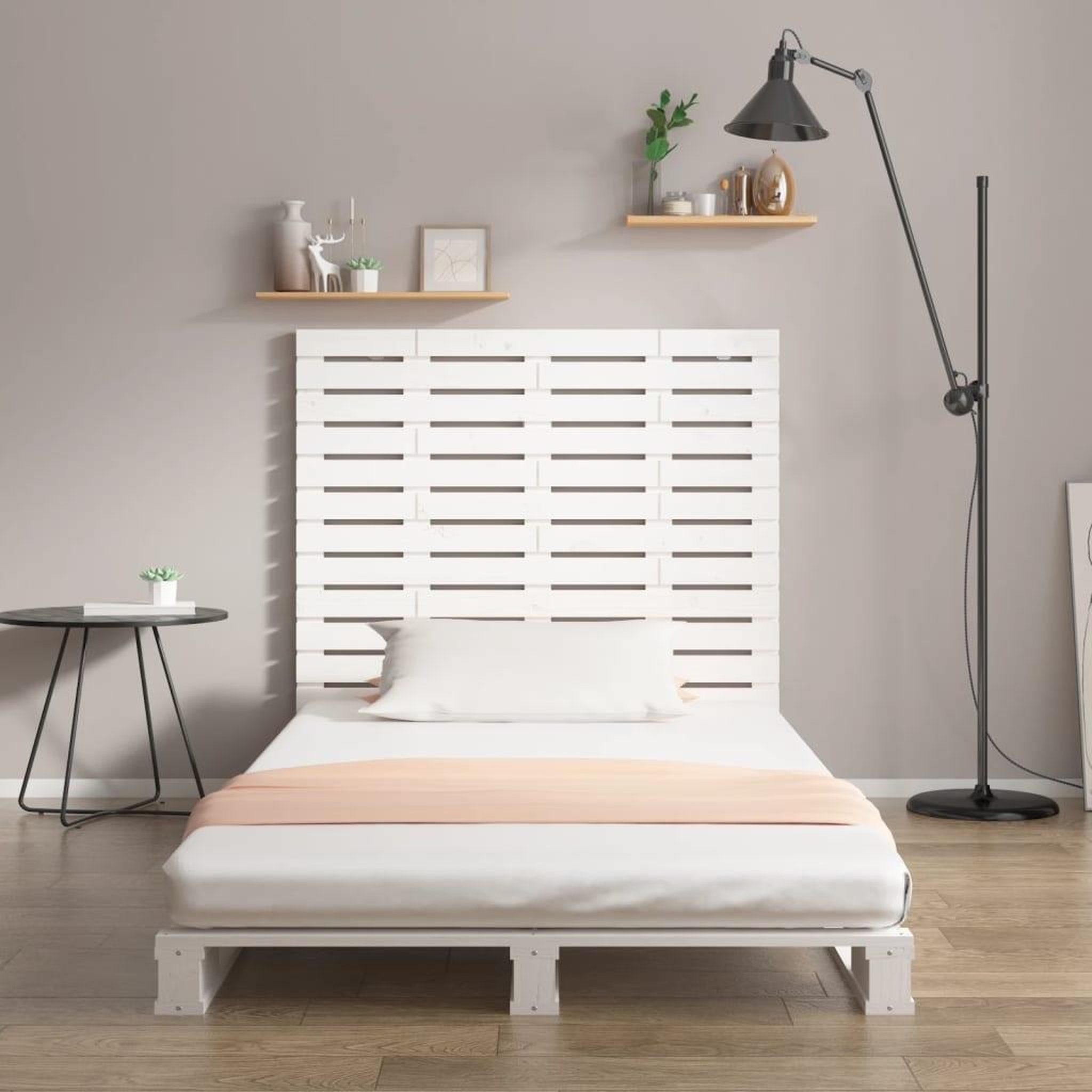 Voir la diapositive 3 : VIDAXL Tete de lit murale Blanc 126x3x91,5 cm Bois massif de pin